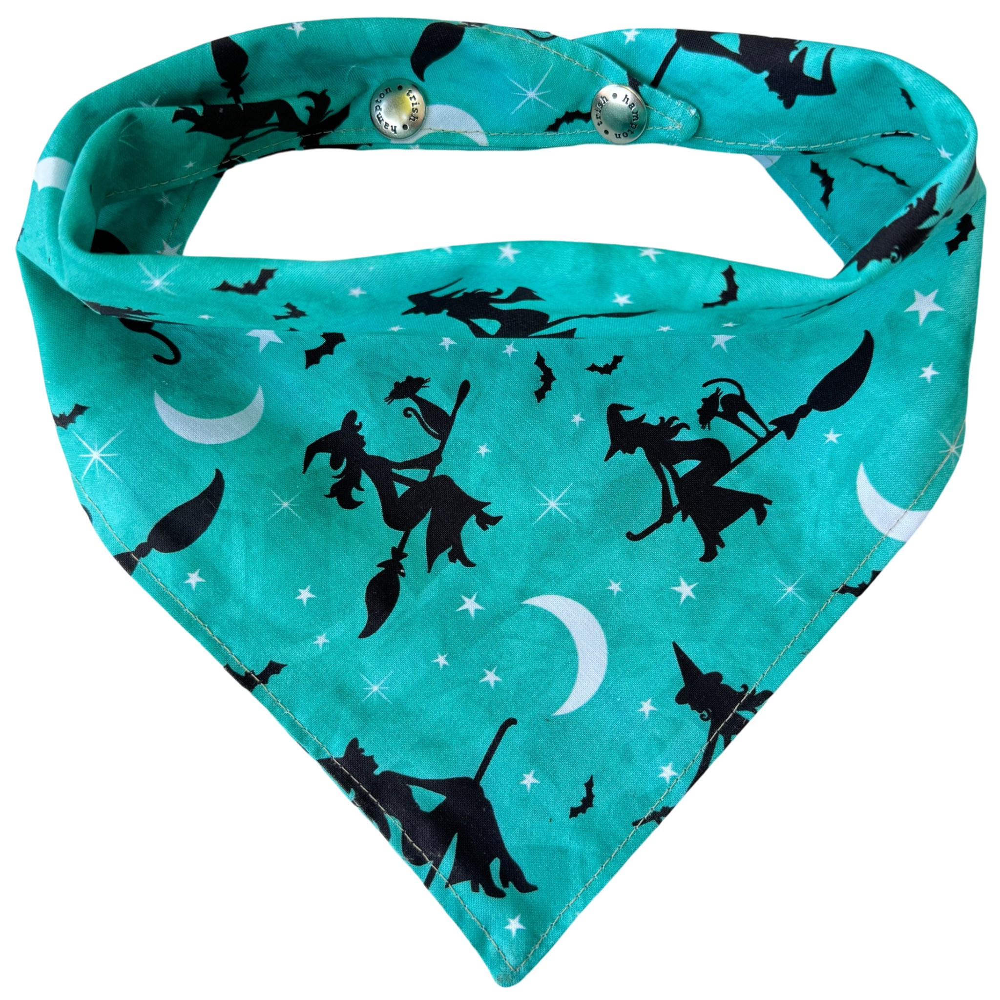 Aqua with Black Witches Dog Bandana - 1077