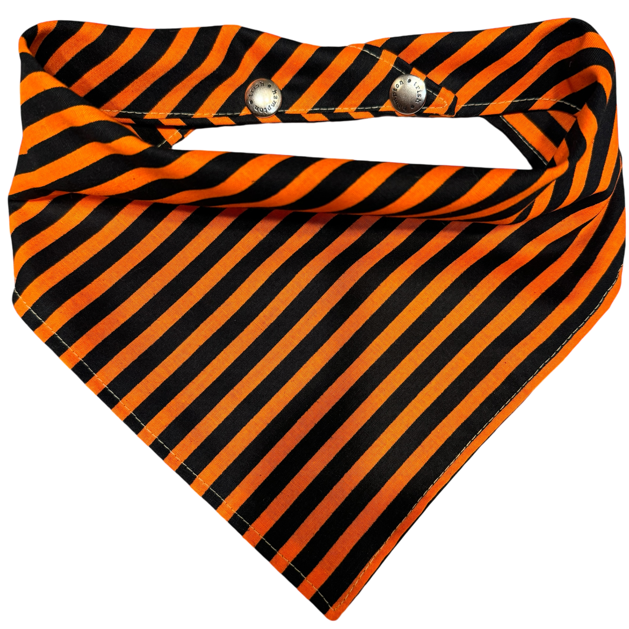 Black/Orange Diagonal Stripe Dog Bandana - 1085