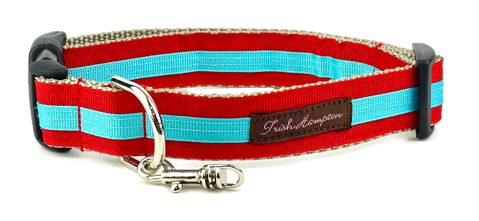 Red/Aqua Stripe Dog Collar - 330