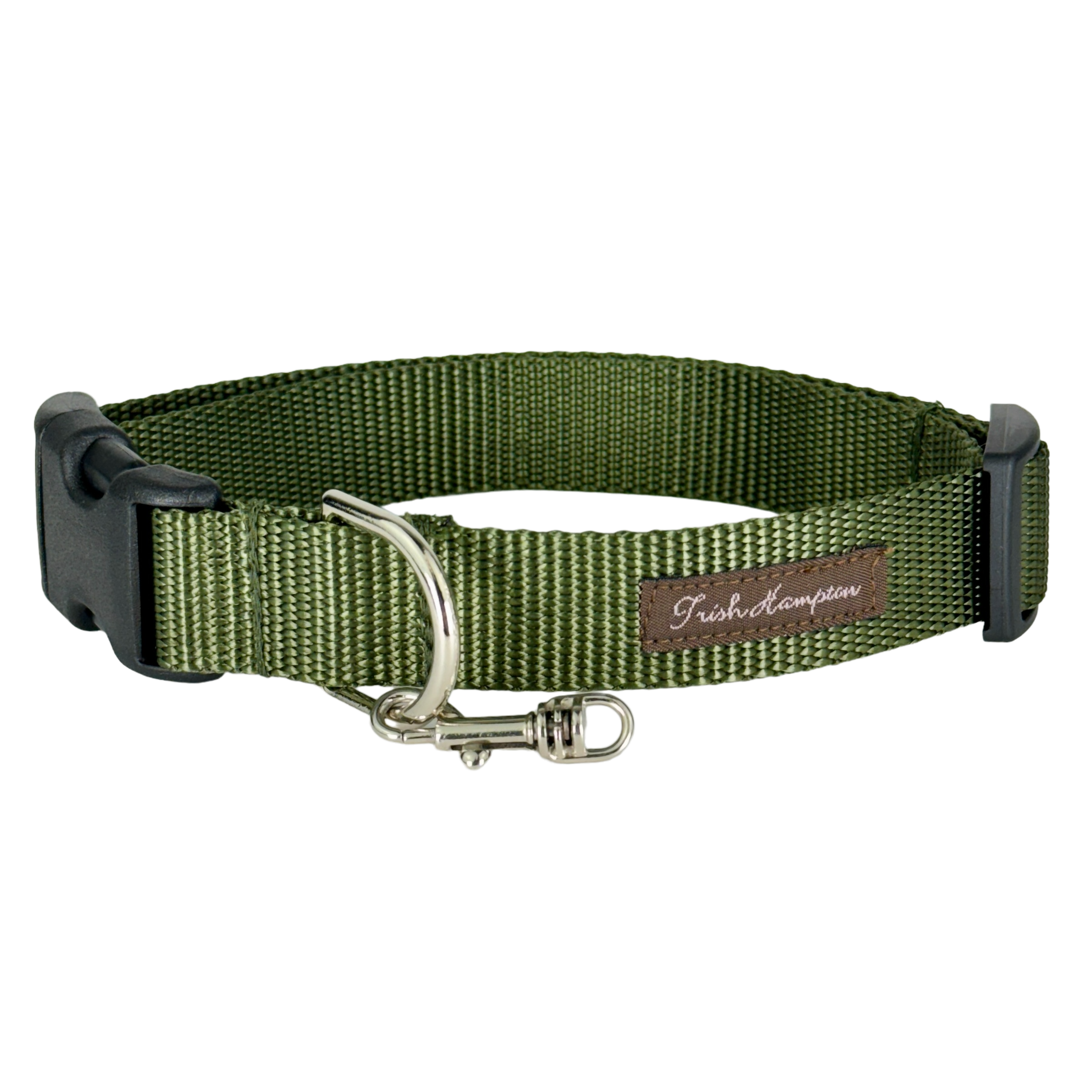 Olive Green Nylon Webbing Dog Collar - 801