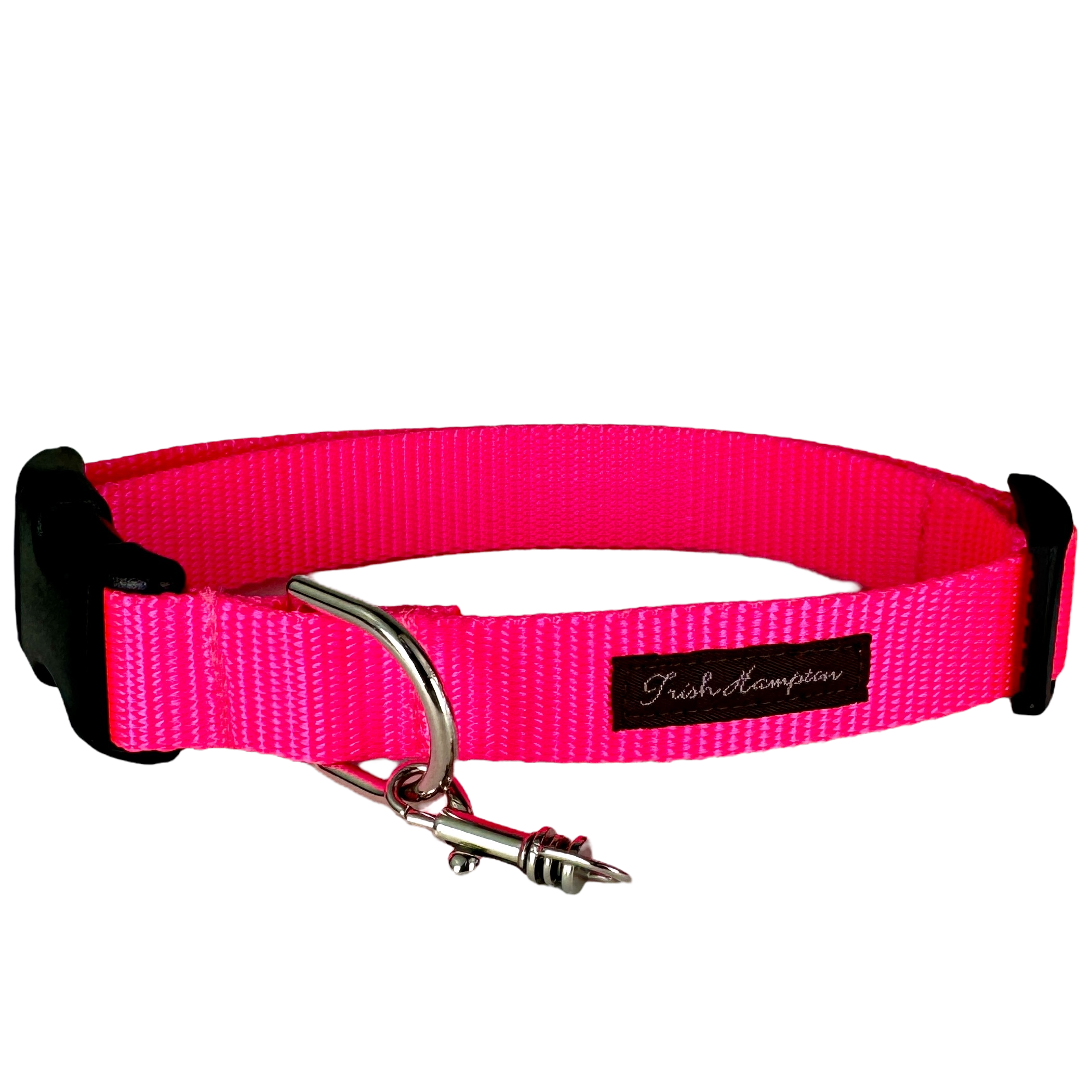 Fluorescent Pink Nylon Webbing Dog Collar - 811