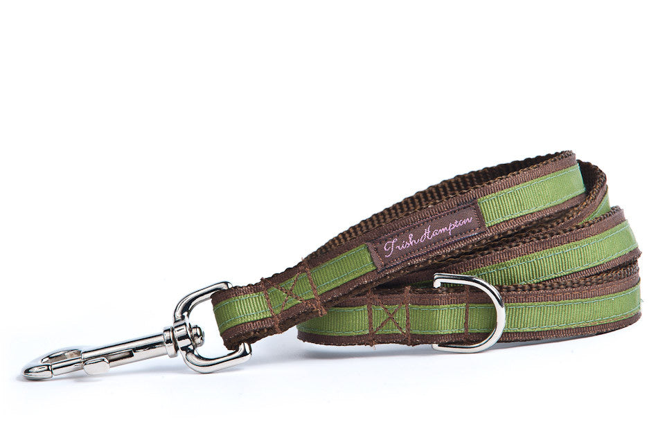 Chocolate/Green Stripe 6ft Dog Leash - 301