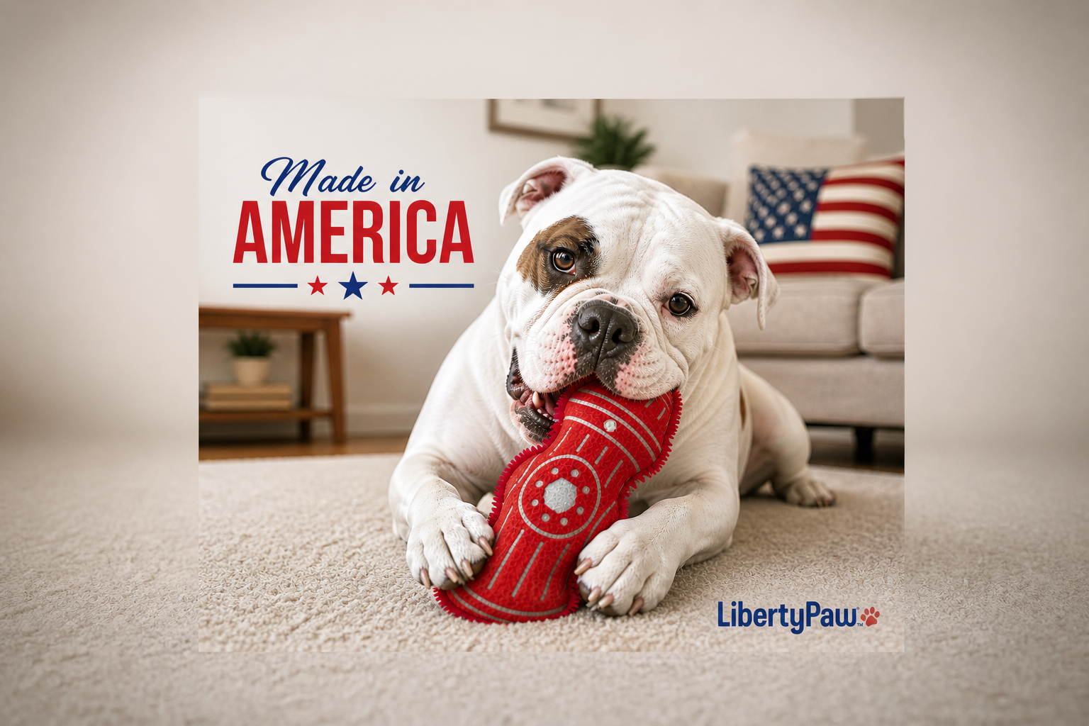 American bull dog with fire hydrant plush toy by LibertyPaw