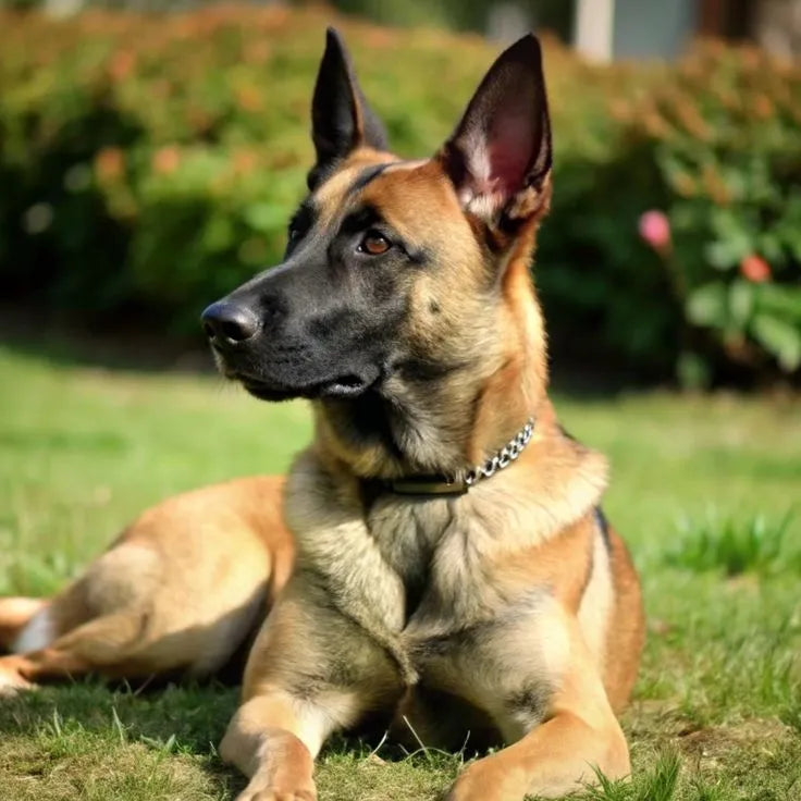 Belgian-Malinois-sitting-on-grass