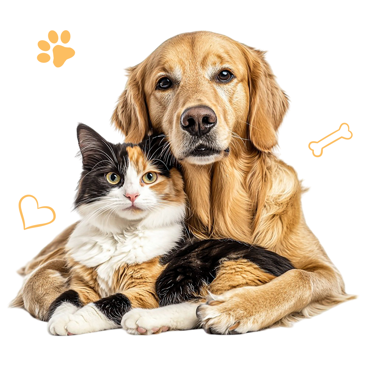 Dog and cat hugging — multi-species grooming with American-made detangling brushes