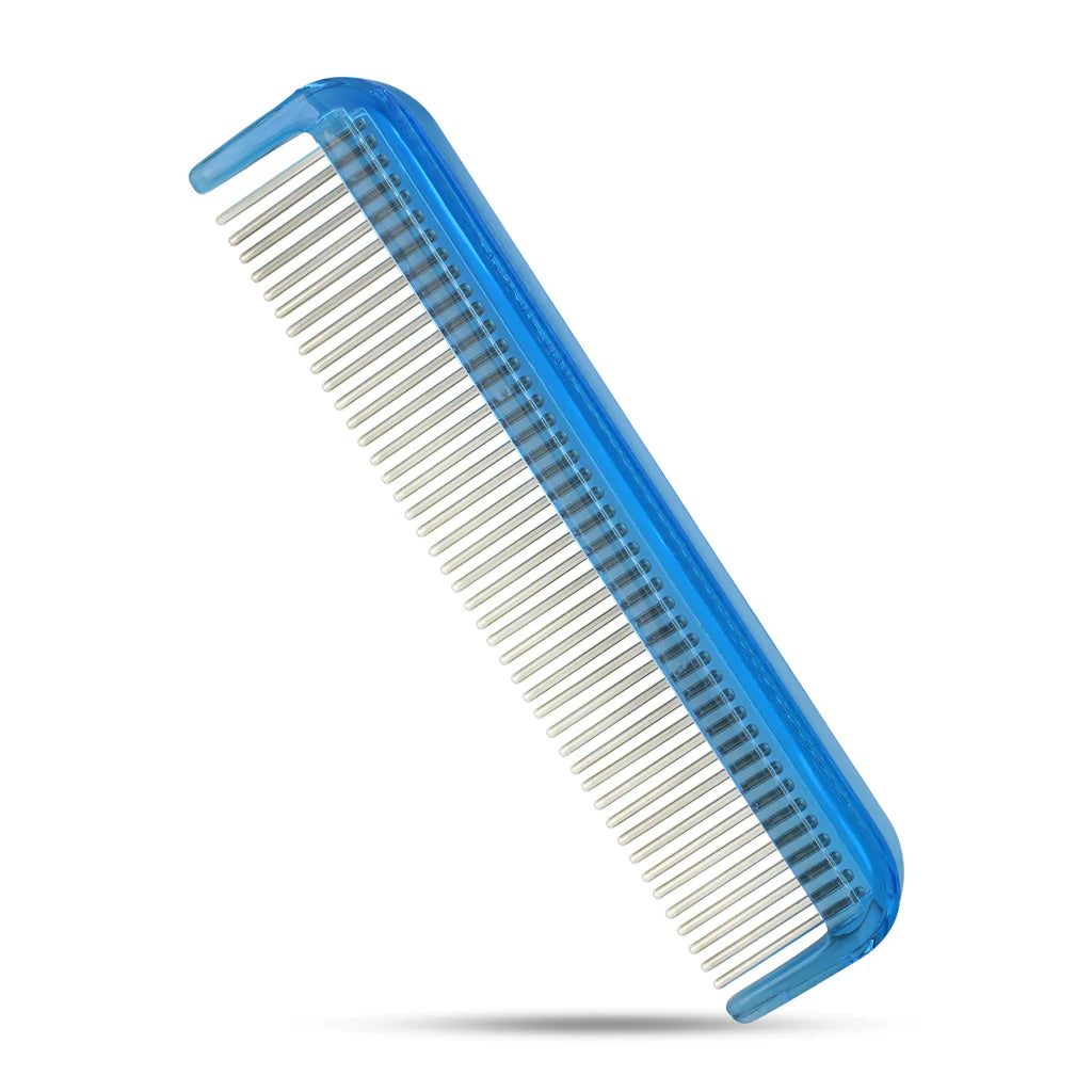 5" Cat Comb with Narrow Spaced Rotating Stainless-Steel Pins for effective dematting and grooming. Vet Recommended - Sky Blue image