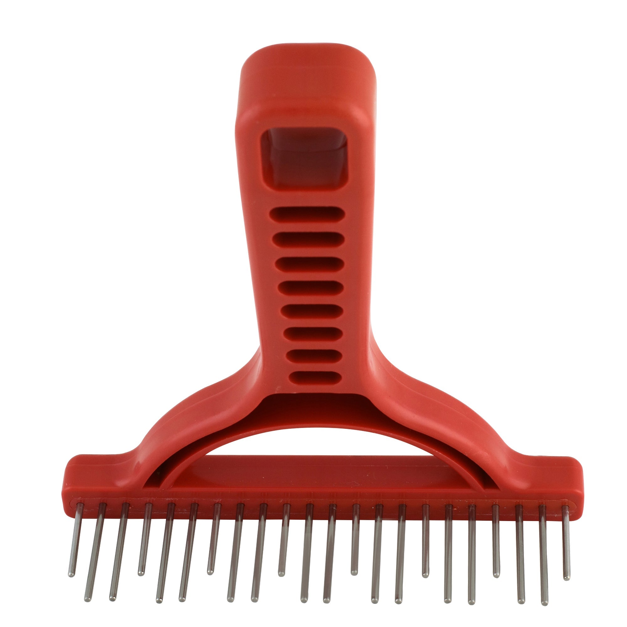 Shedding Rake with Staggered Stainless-Steel Rotating Teeth. Best for Thick Coated Breeds #1 Rake - French Red image