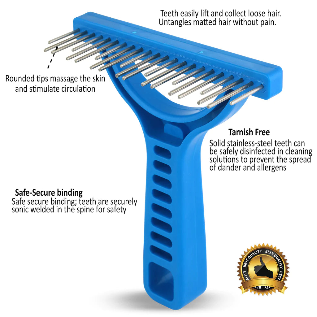 Shedding Rake with Staggered Stainless-Steel Rotating Teeth. Best for Thick Coated Breeds #1 Rake image 3
