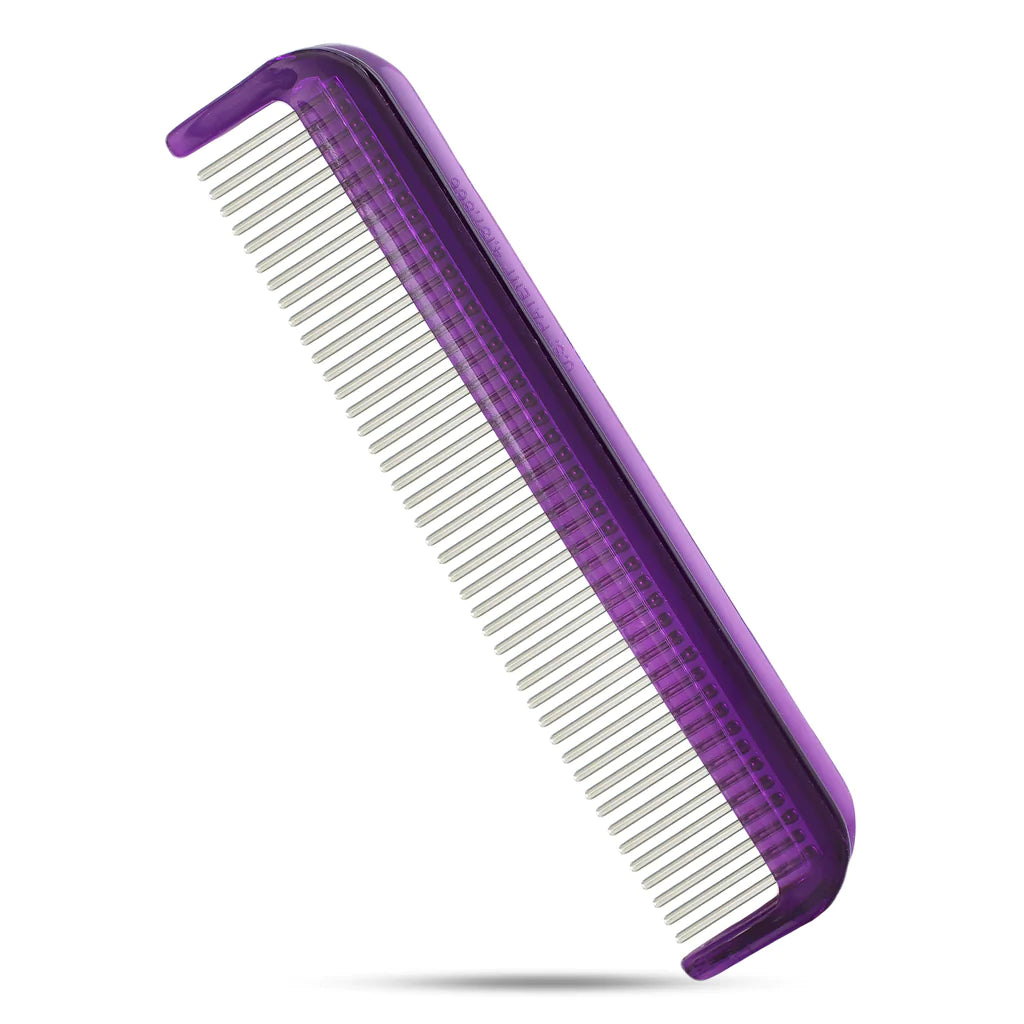 5" Cat Comb with Narrow Spaced Rotating Stainless-Steel Pins for effective dematting and grooming. Vet Recommended - Royal Purple image