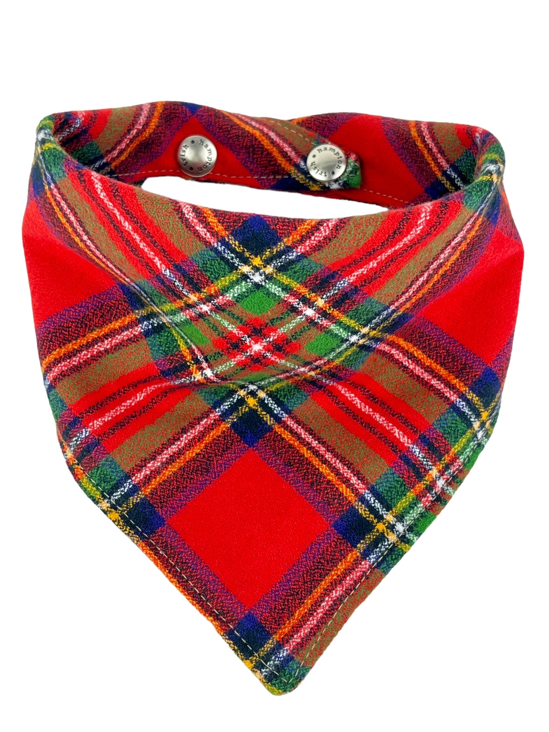 Red/Green/Royal Blue Plaid Dog Bandana - 1003