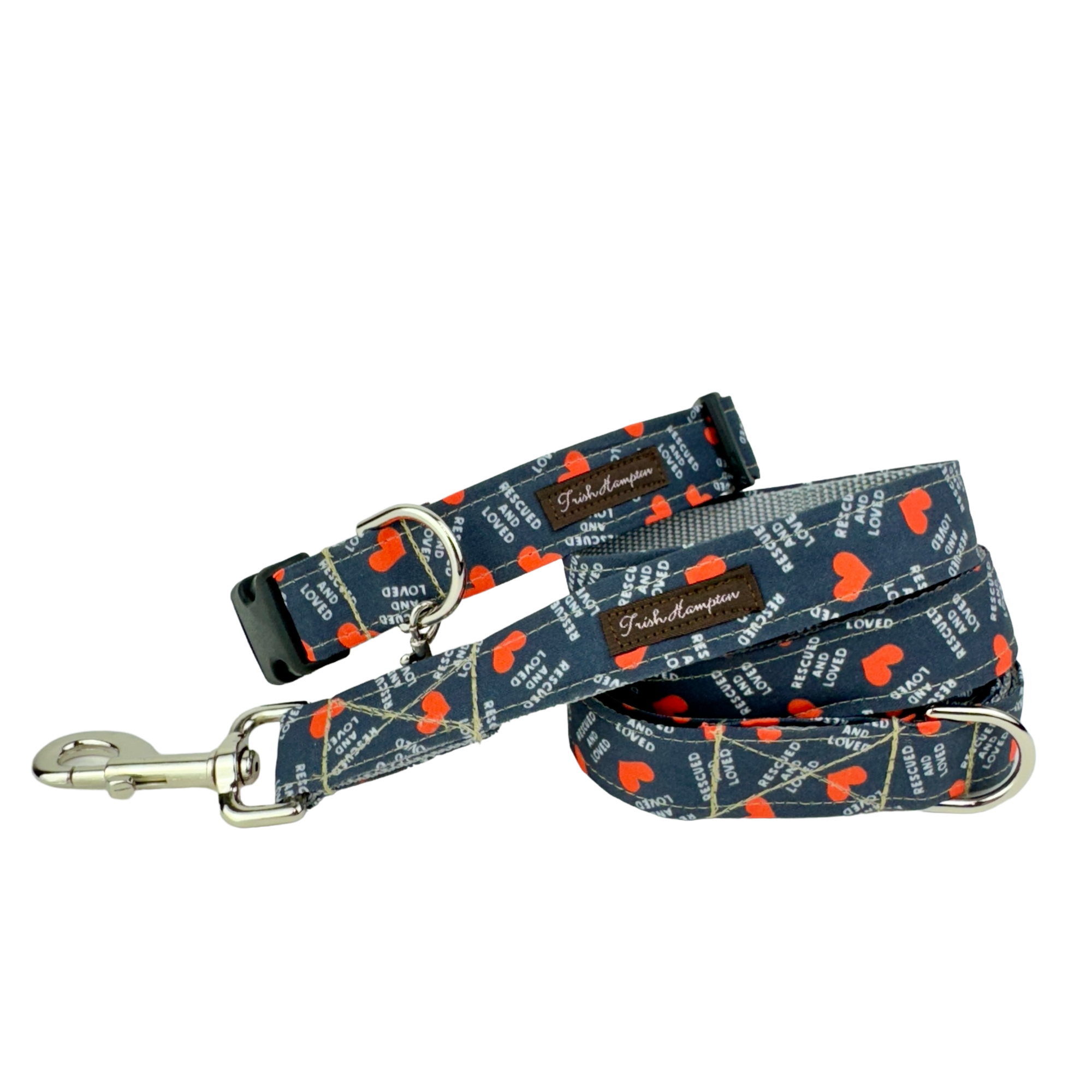 Navy Blue Rescued and Loved 6ft Dog Leash - 1017