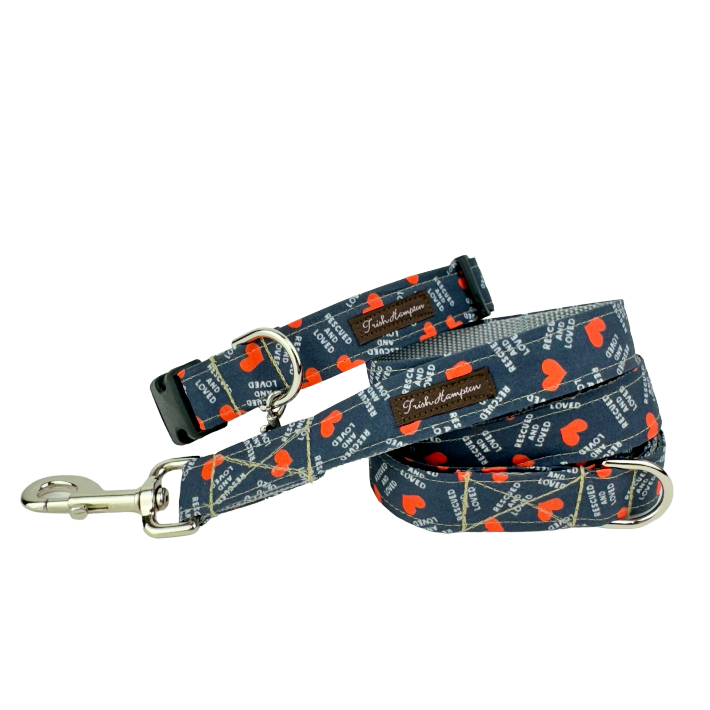 Navy Blue Rescued and Loved 6ft Dog Leash - 1017