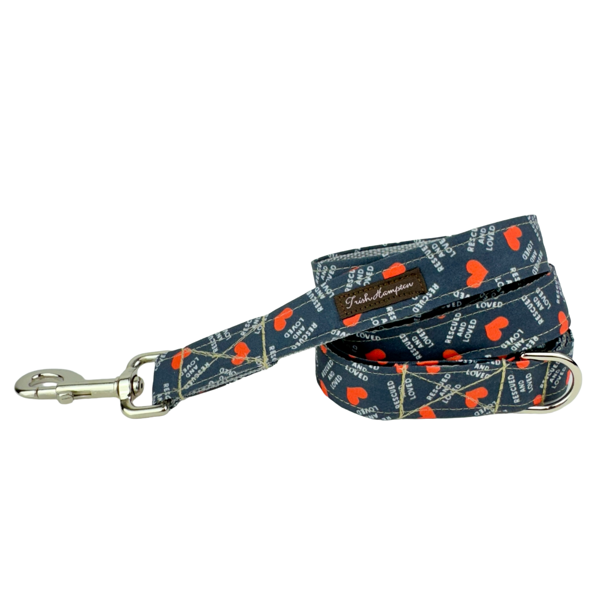 Navy Blue Rescued and Loved 6ft Dog Leash - 1017