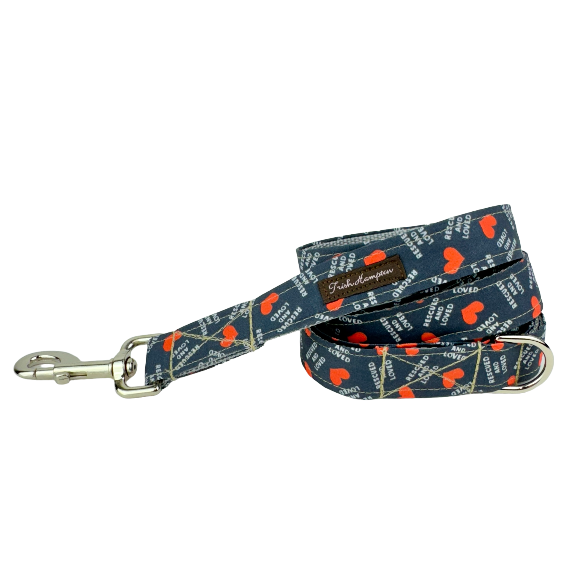 Navy Blue Rescued and Loved 6ft Dog Leash - 1017