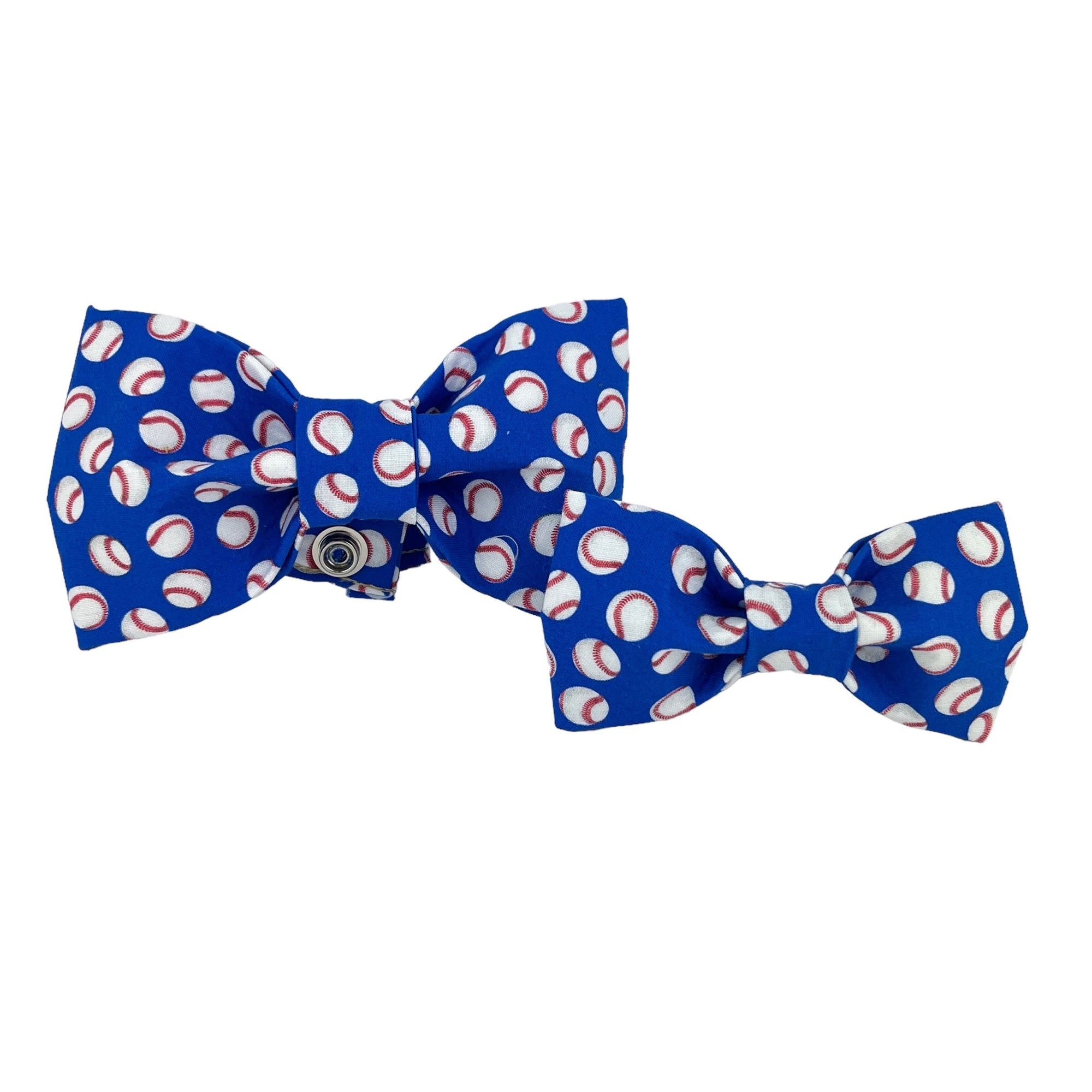 Blue/White Baseballs Dog Bow Tie - 1019