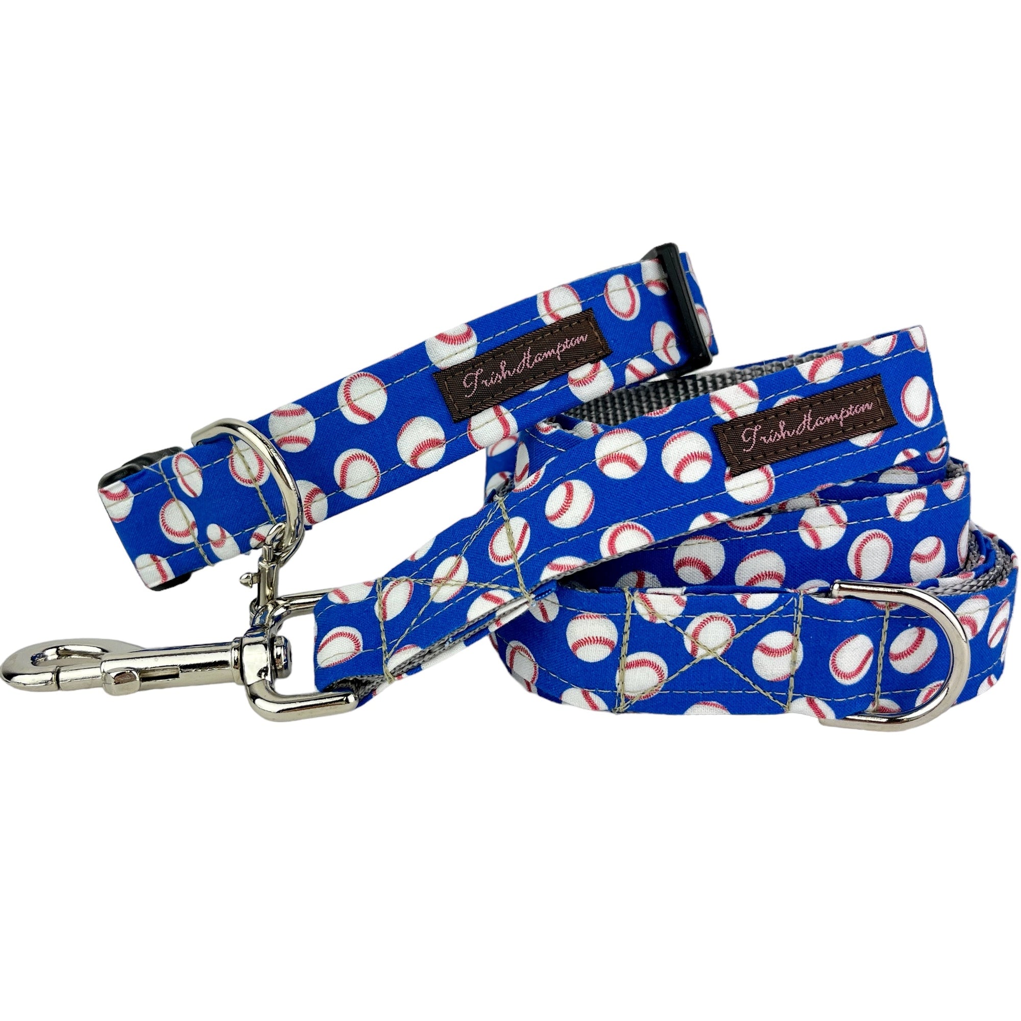 Blue/White Baseballs 6ft Dog Leash - 1019