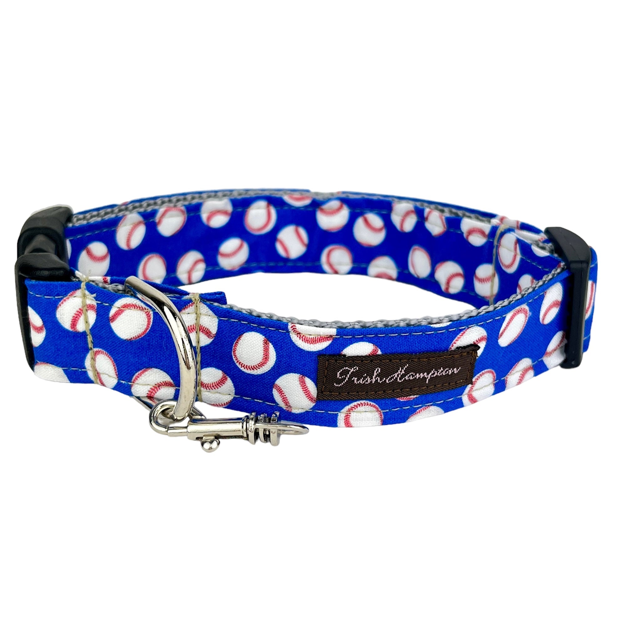 Blue/White Baseballs Dog Collar - 1019