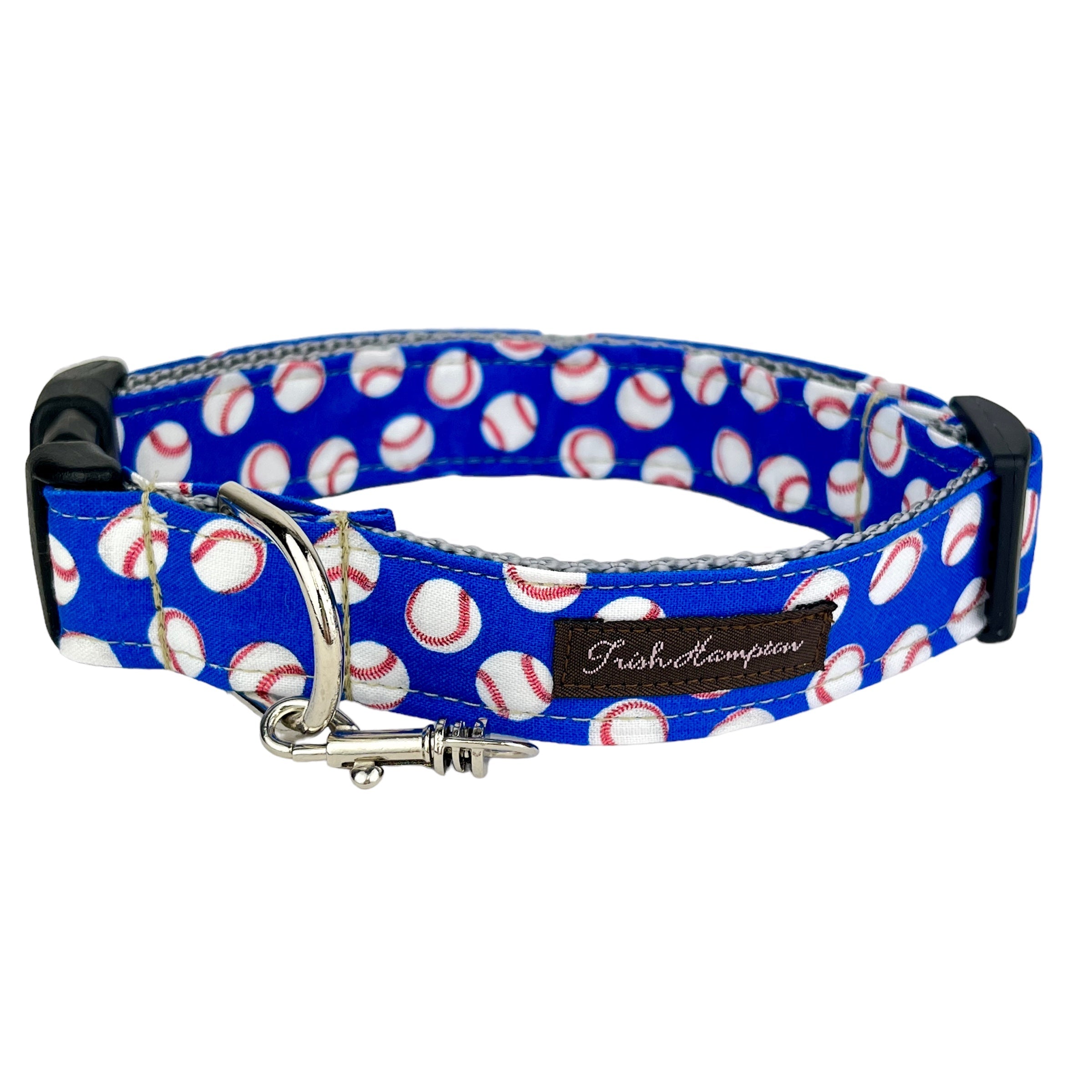 Blue/White Baseballs Dog Collar - 1019