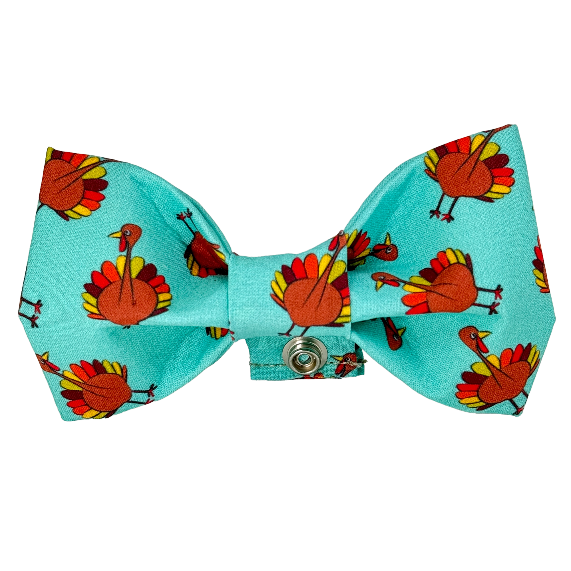 Turquoise Thanksgiving Turkeys Dog Bow Tie - 1035