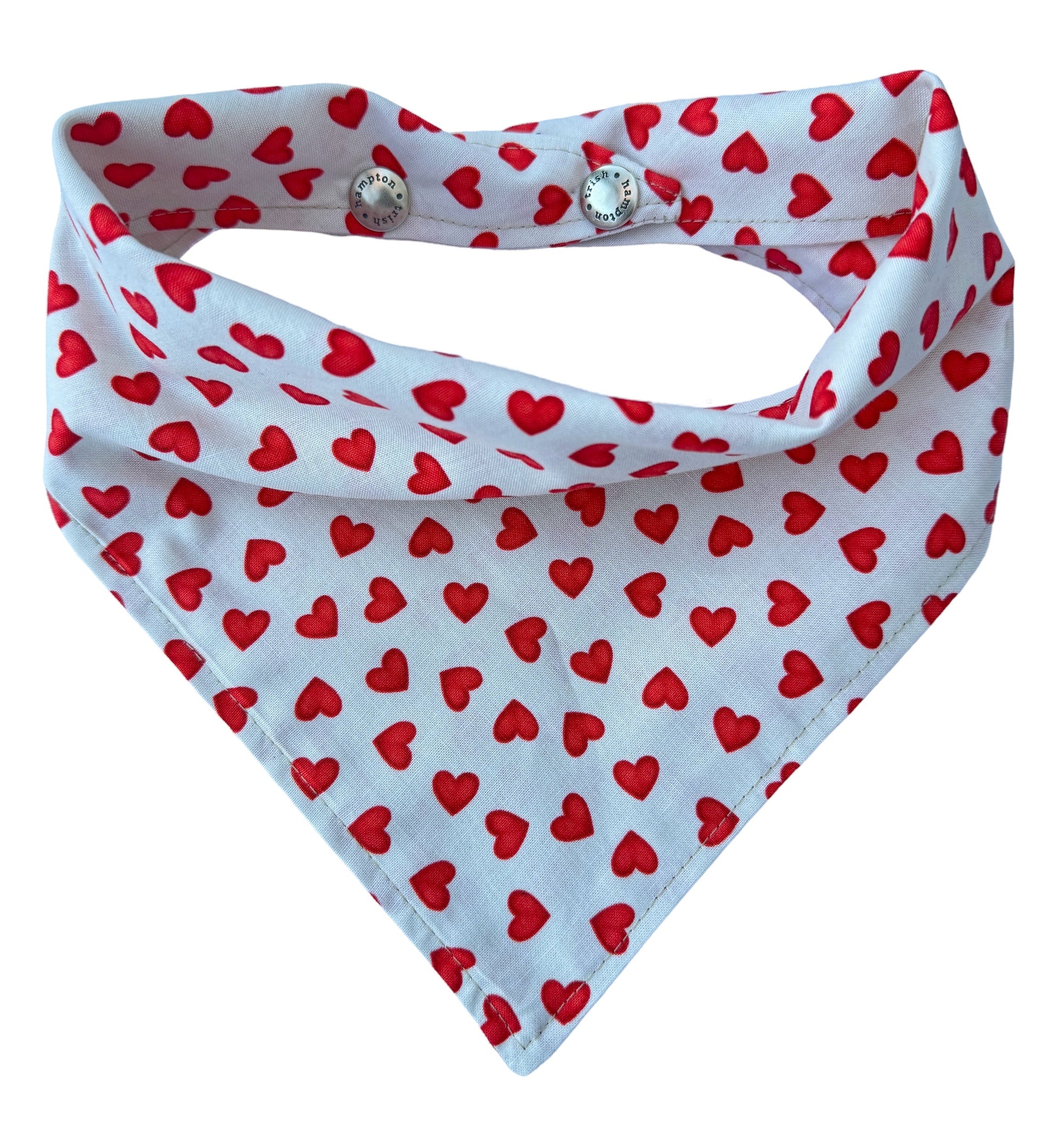 Cream/Red Hearts Dog Bandana - 1062