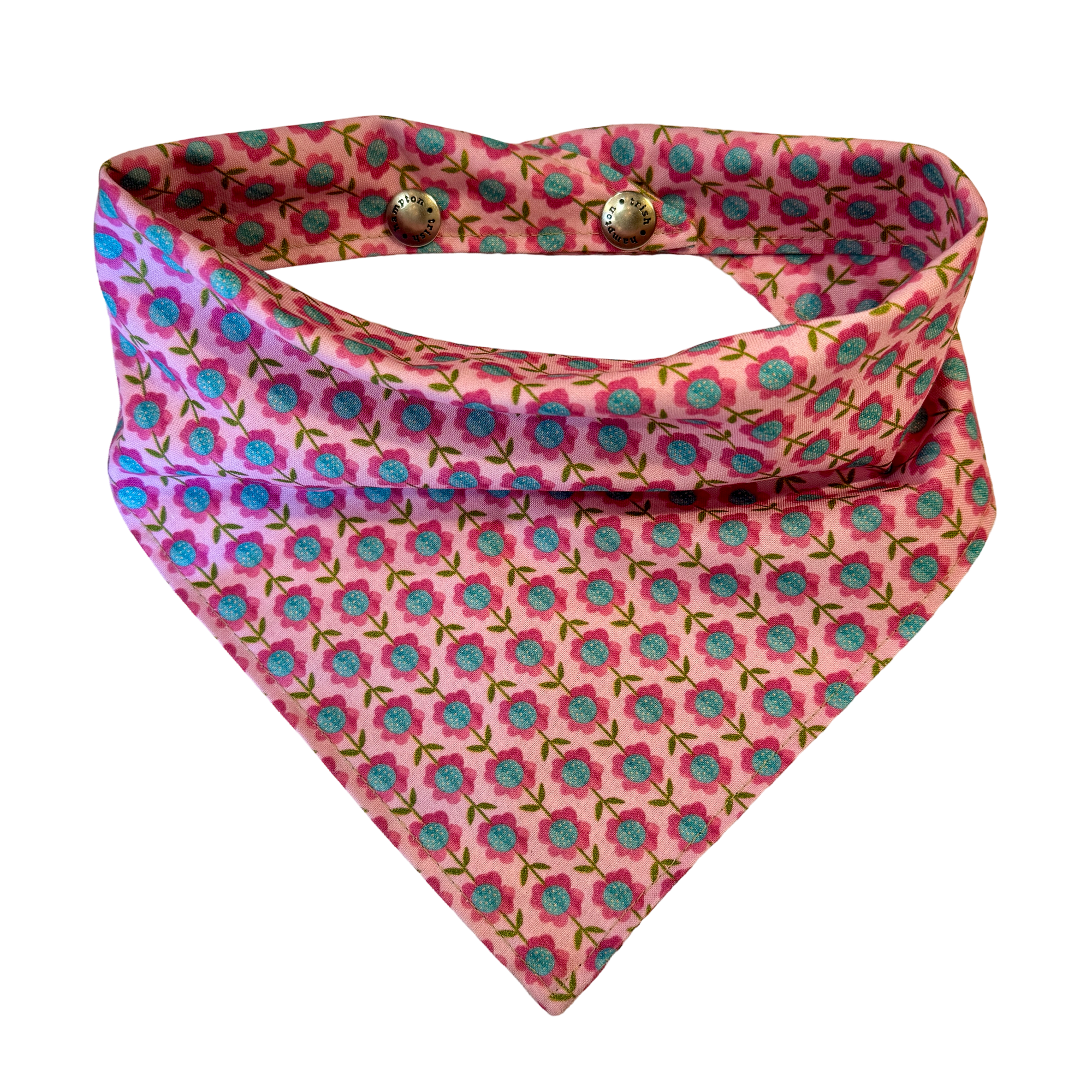 Pink/Aqua Flower Vines Dog Bandana - 1066