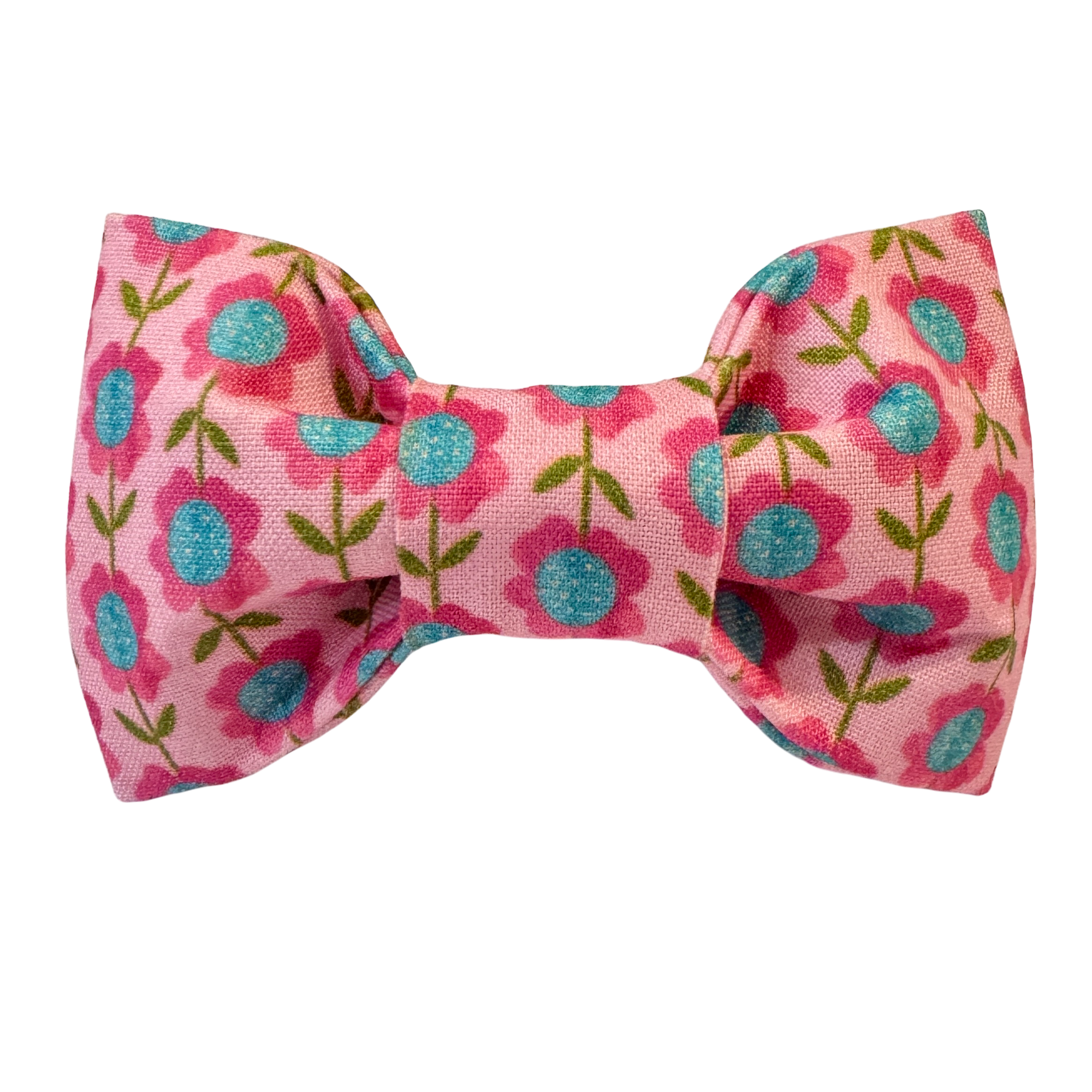 Pink/Aqua Flower Vines Dog Bow Tie - 1066