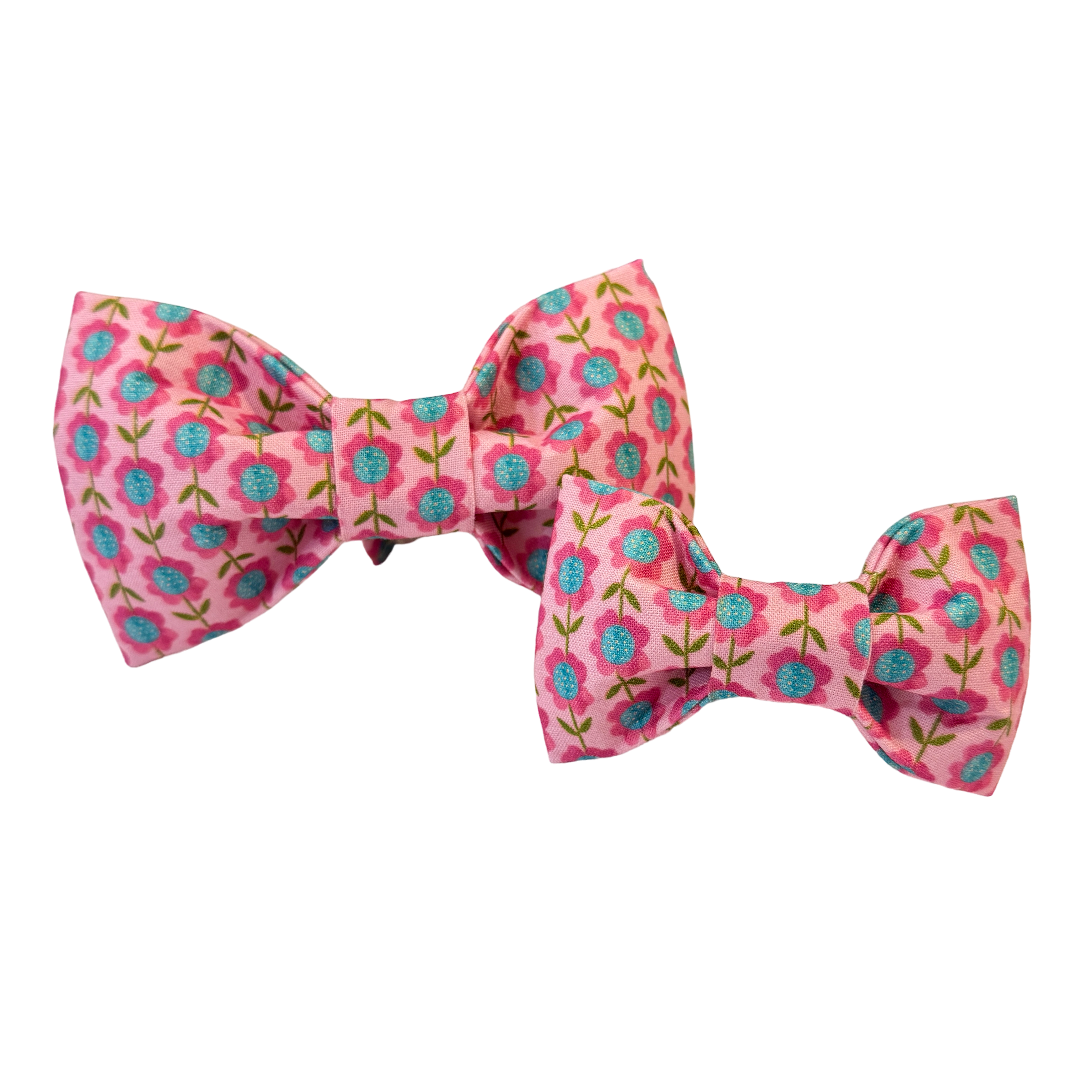 Pink/Aqua Flower Vines Dog Bow Tie - 1066