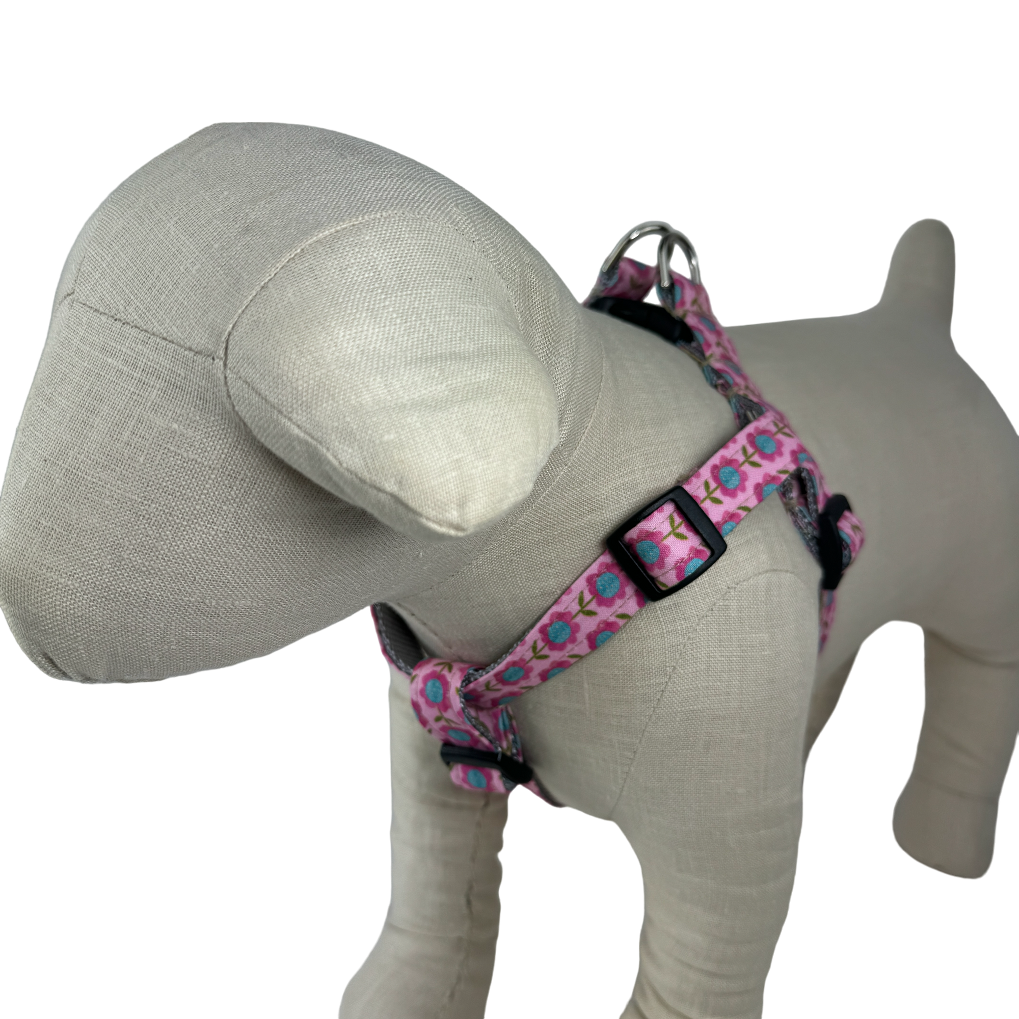 Pink/Aqua Flower Vines Dog Harness -1066