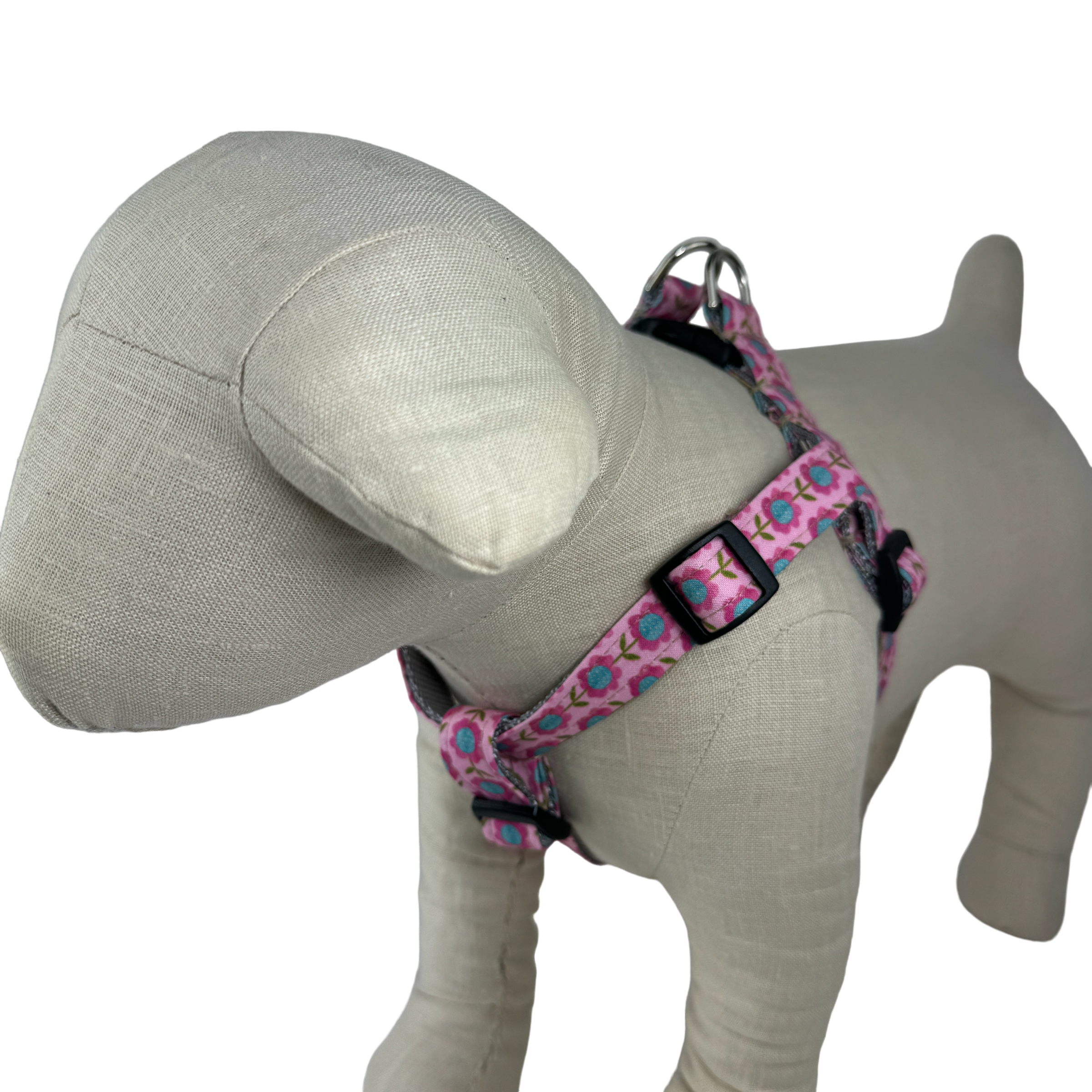 Pink/Aqua Flower Vines Dog Harness -1066