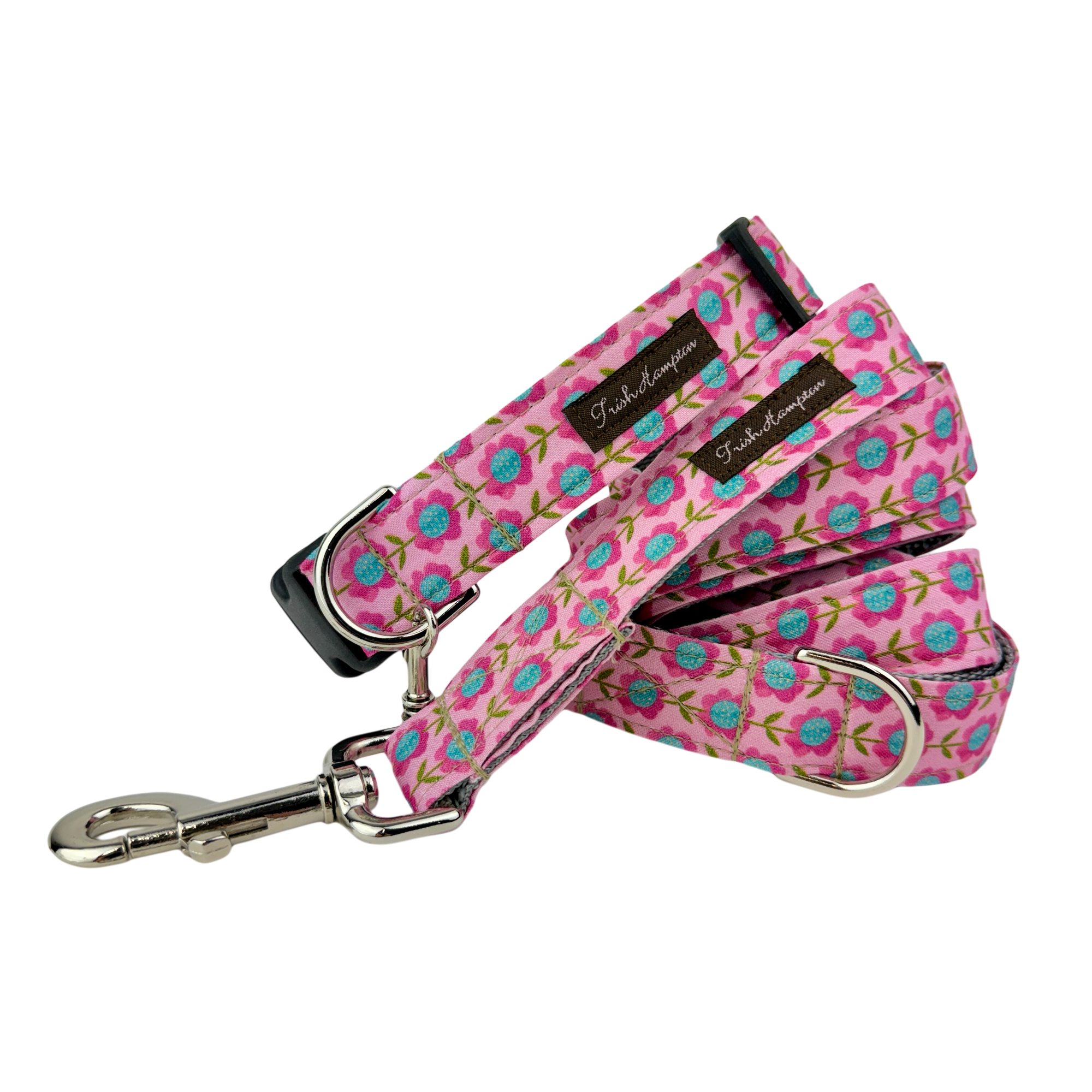 Pink/Aqua Flower Vines 6ft Dog Leash - 1066