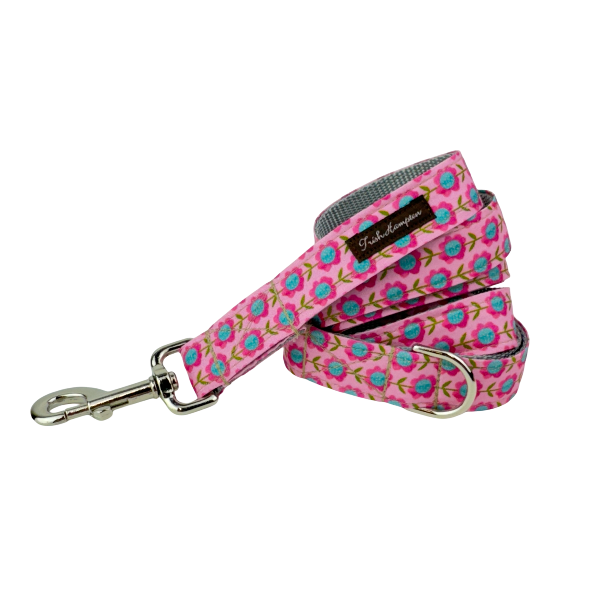 Pink/Aqua Flower Vines 6ft Dog Leash - 1066
