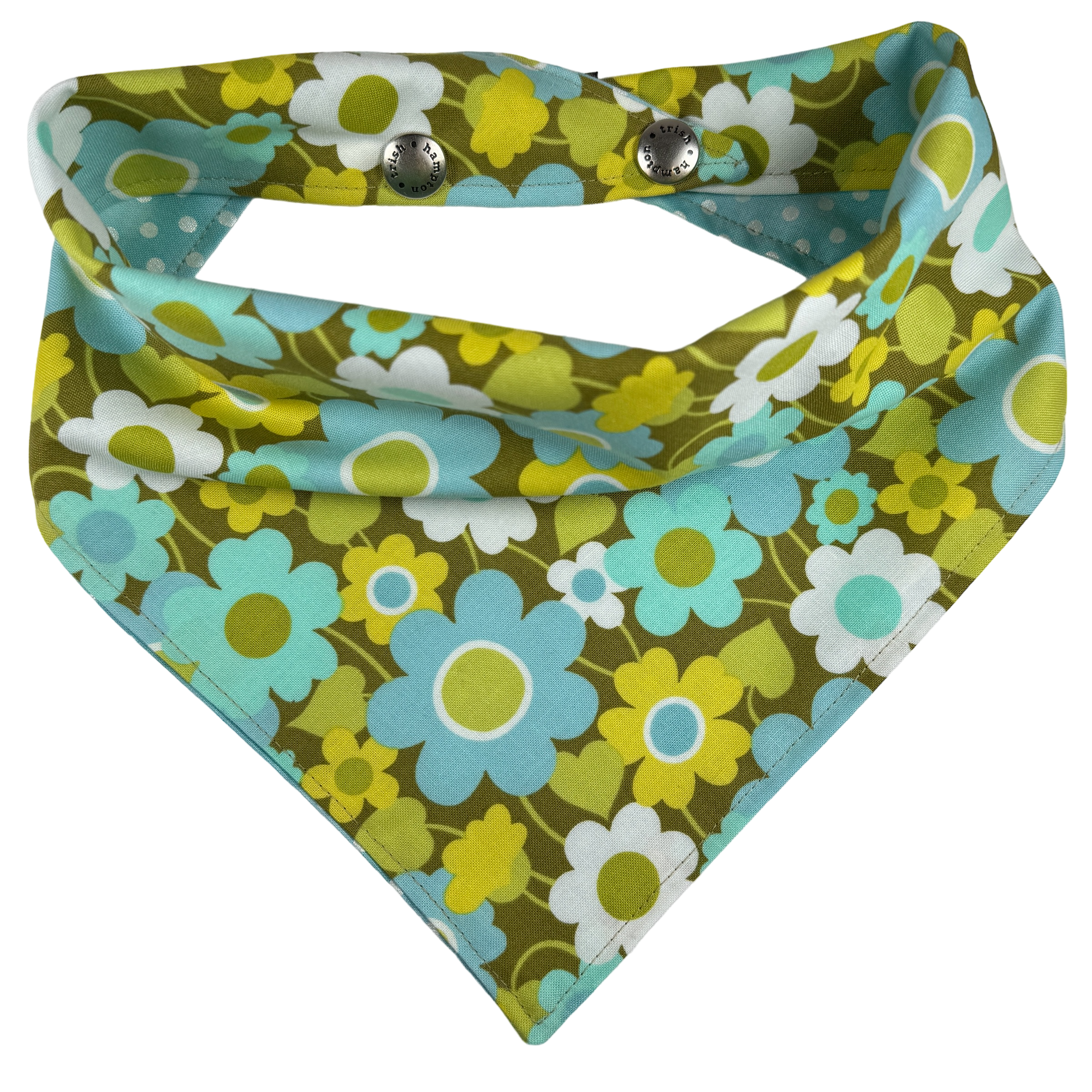 Citrus/Aqua Flower Blooms Dog Bandana - 1067