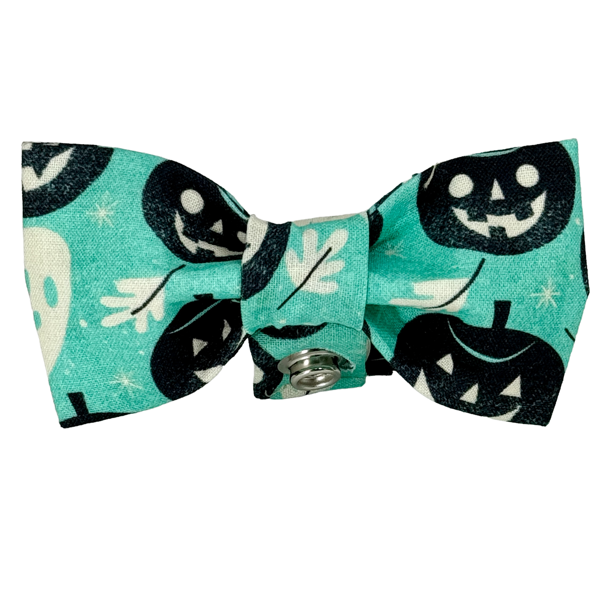 Turquoise Pumpkins & Ghosts Dog Bow Tie - 1069