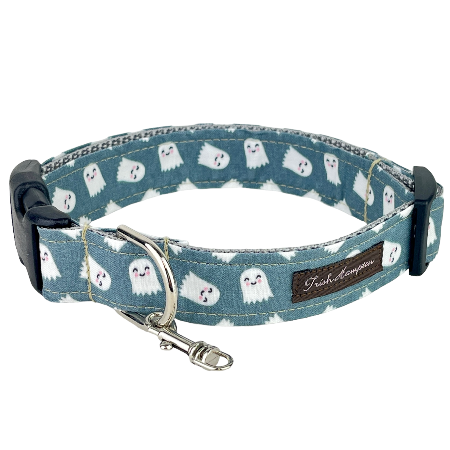 Cute Gray/White Ghosts Dog Collar - 1070