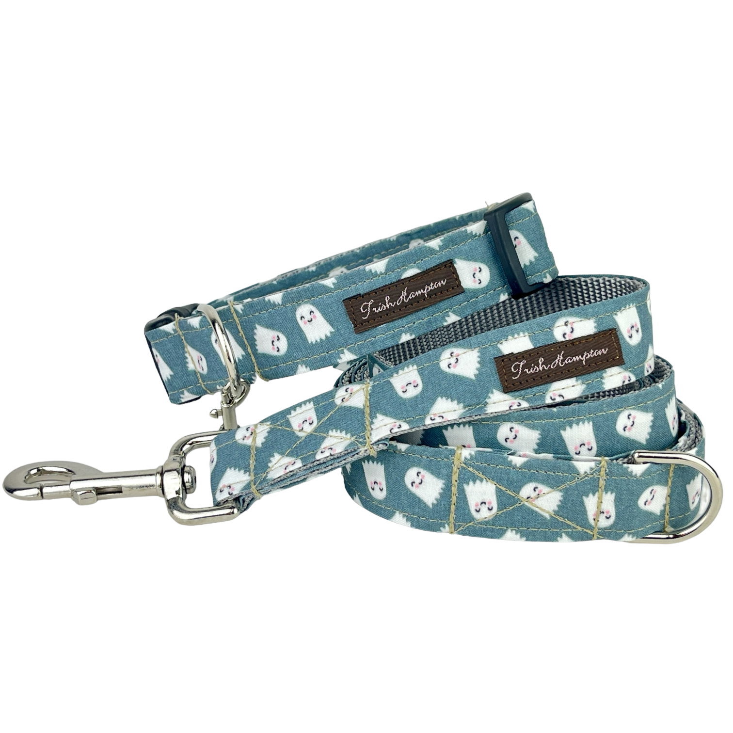 Cute Gray/White Ghosts 6ft Dog Leash - 1070