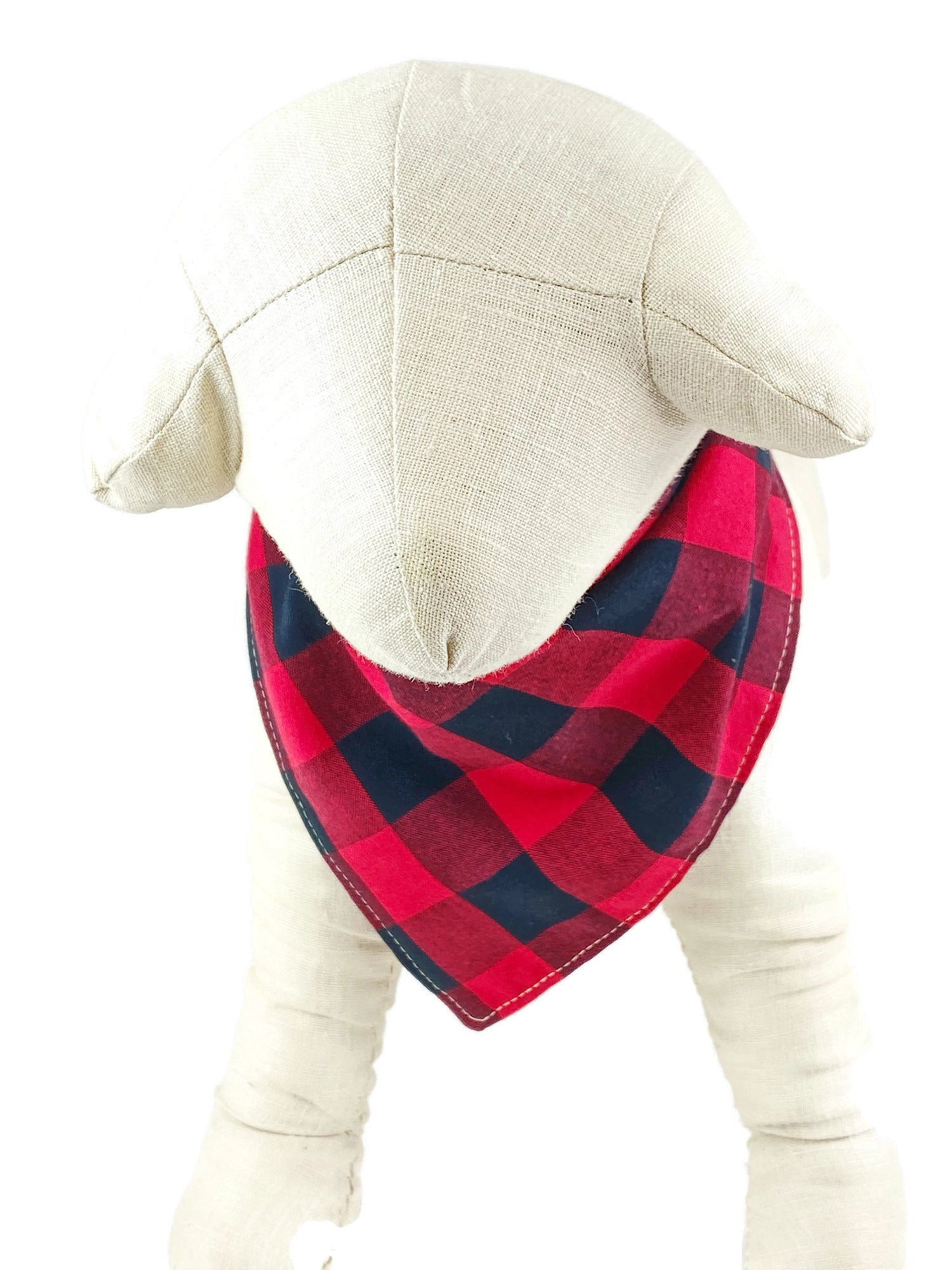 Large Red/Black Buffalo Plaid Dog Bandana - 1073