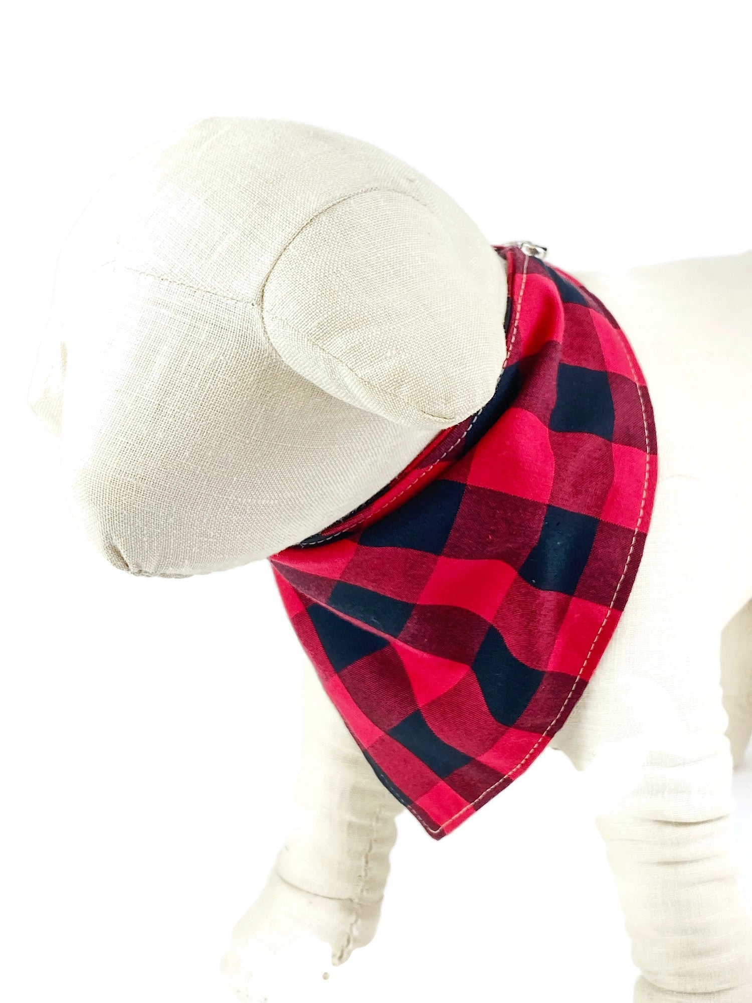 Large Red/Black Buffalo Plaid Dog Bandana - 1073