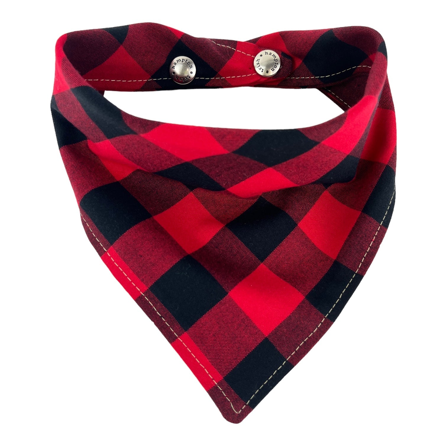Large Red/Black Buffalo Plaid Dog Bandana - 1073