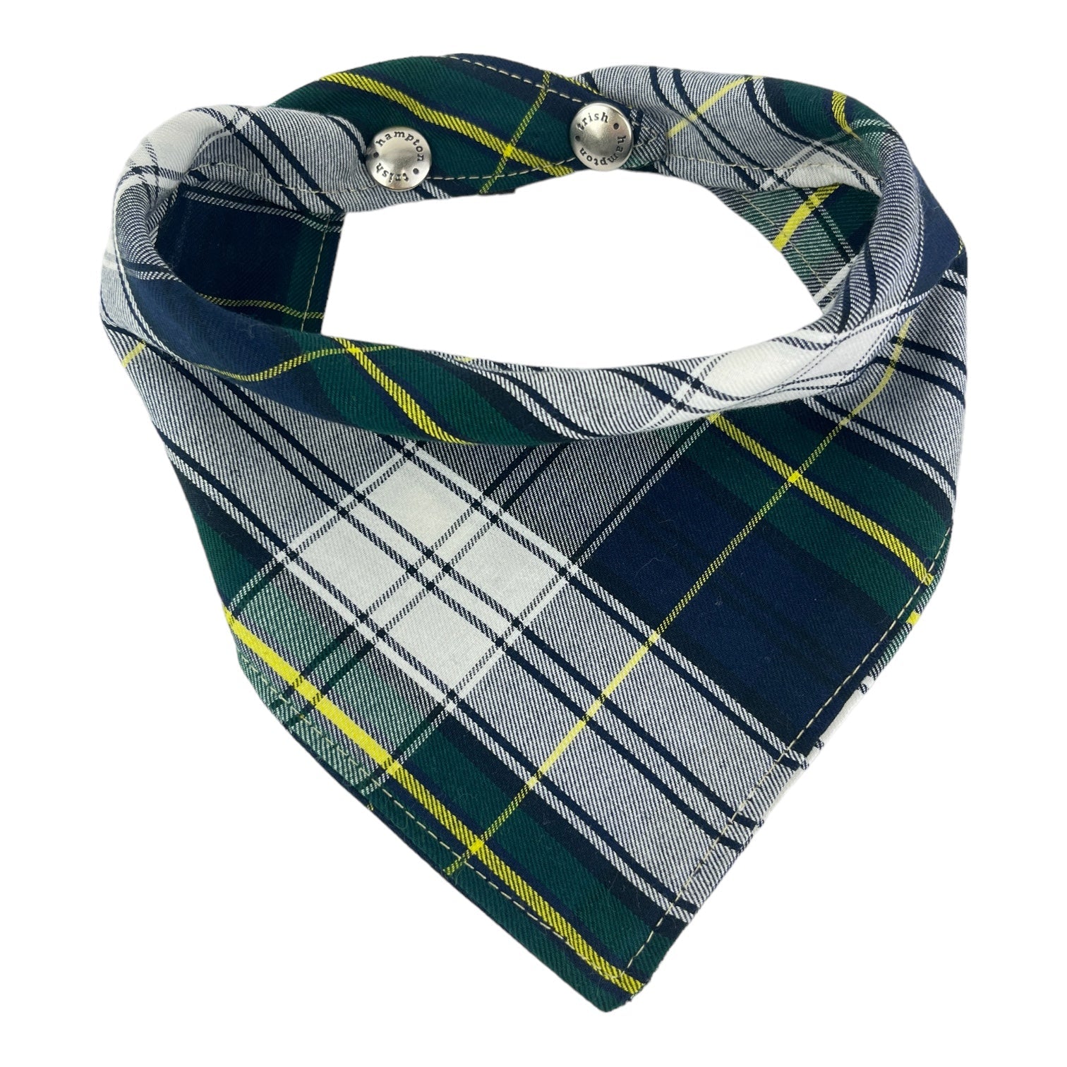 Navy/White/Yellow Plaid Dog Bandana - 1074
