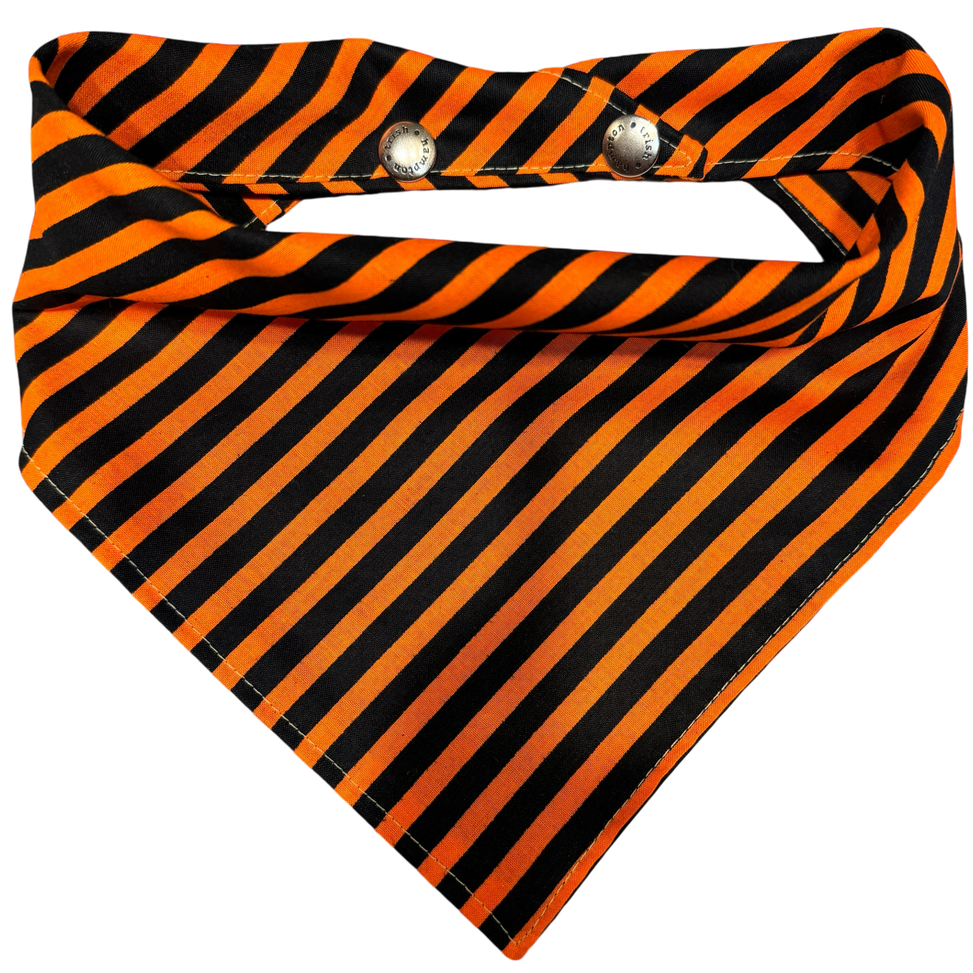 Black/Orange Diagonal Stripe Dog Bandana - 1085