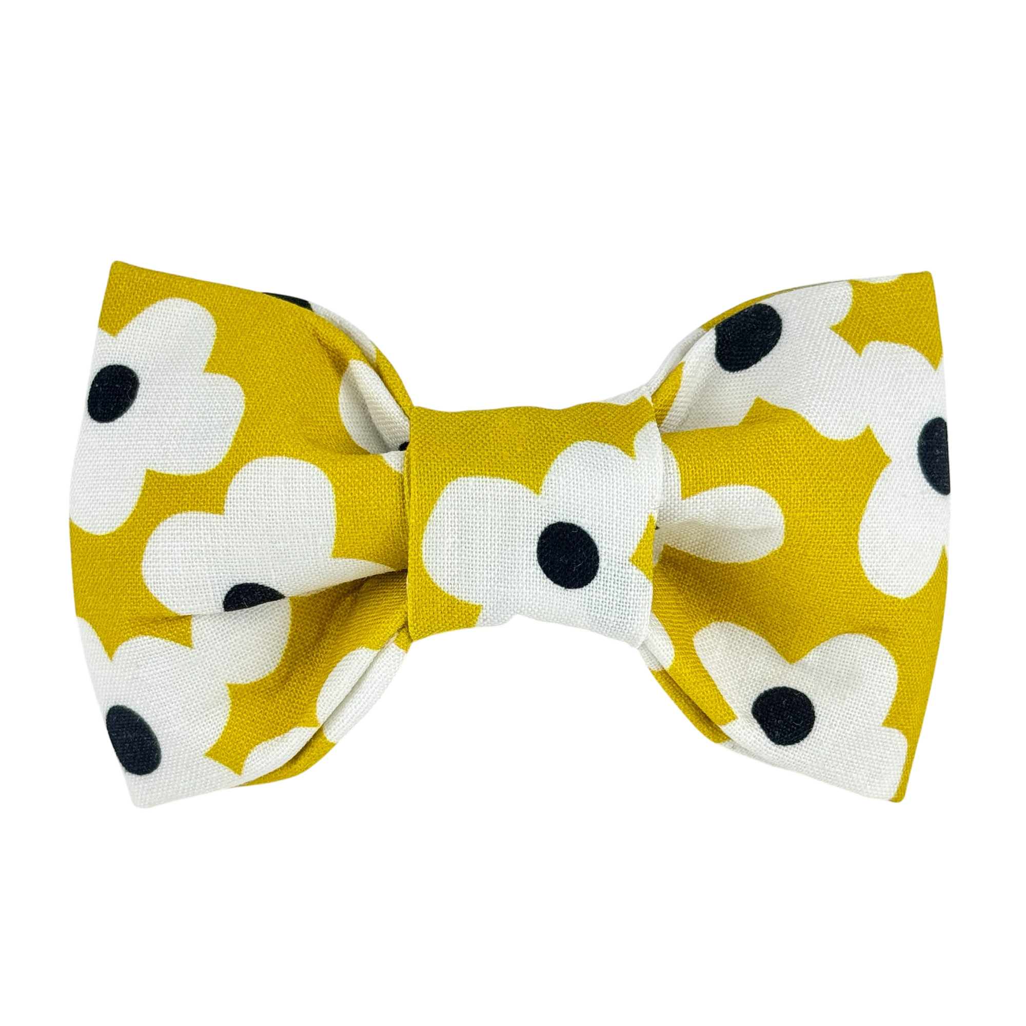 Mustard, White, Black Daisies Bow Tie - 1088