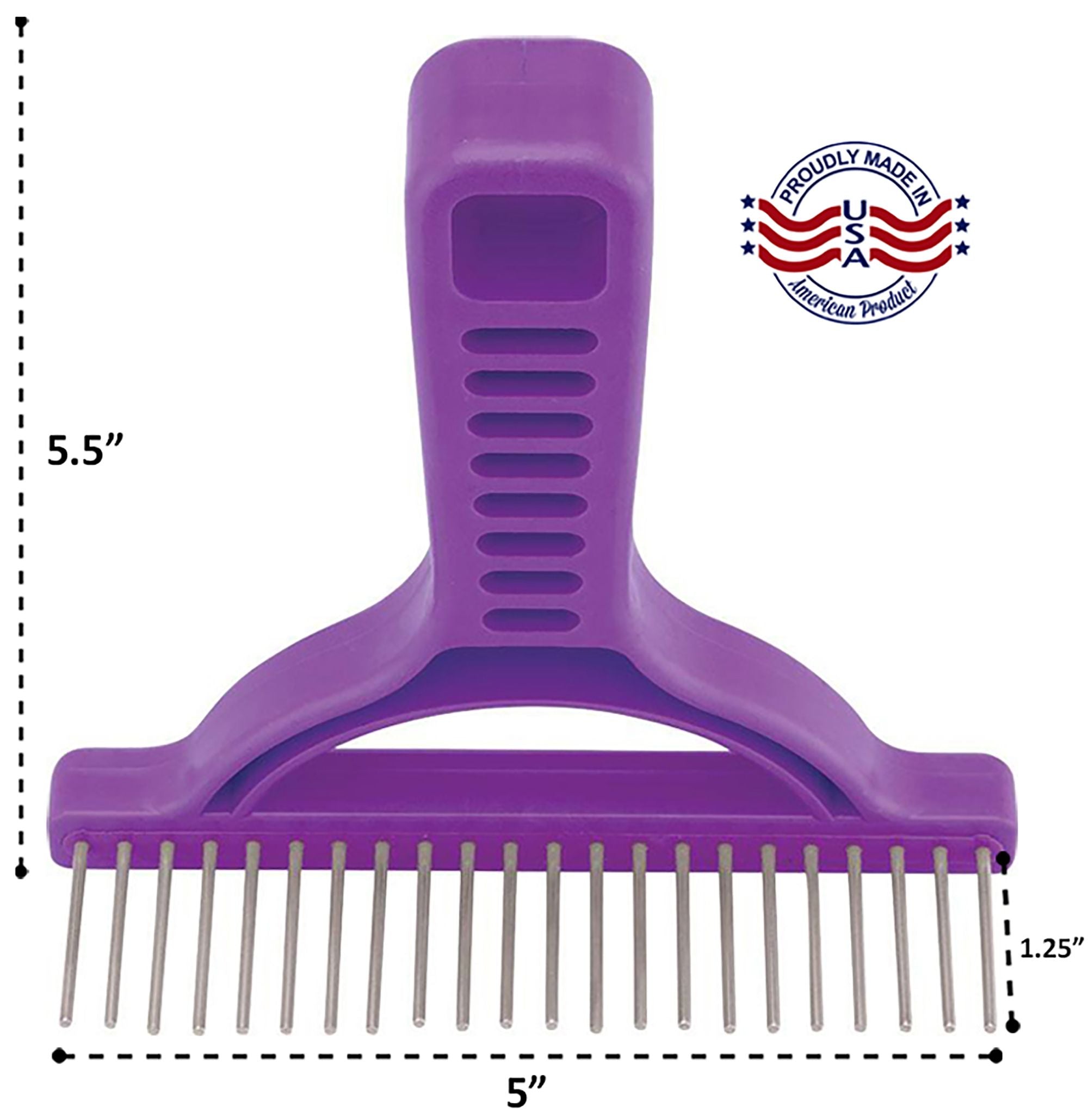 Extra-Long Tooth Grooming Rake with Stainless-Steel Rotating - Best for Thick and Double Coated Breeds image 1