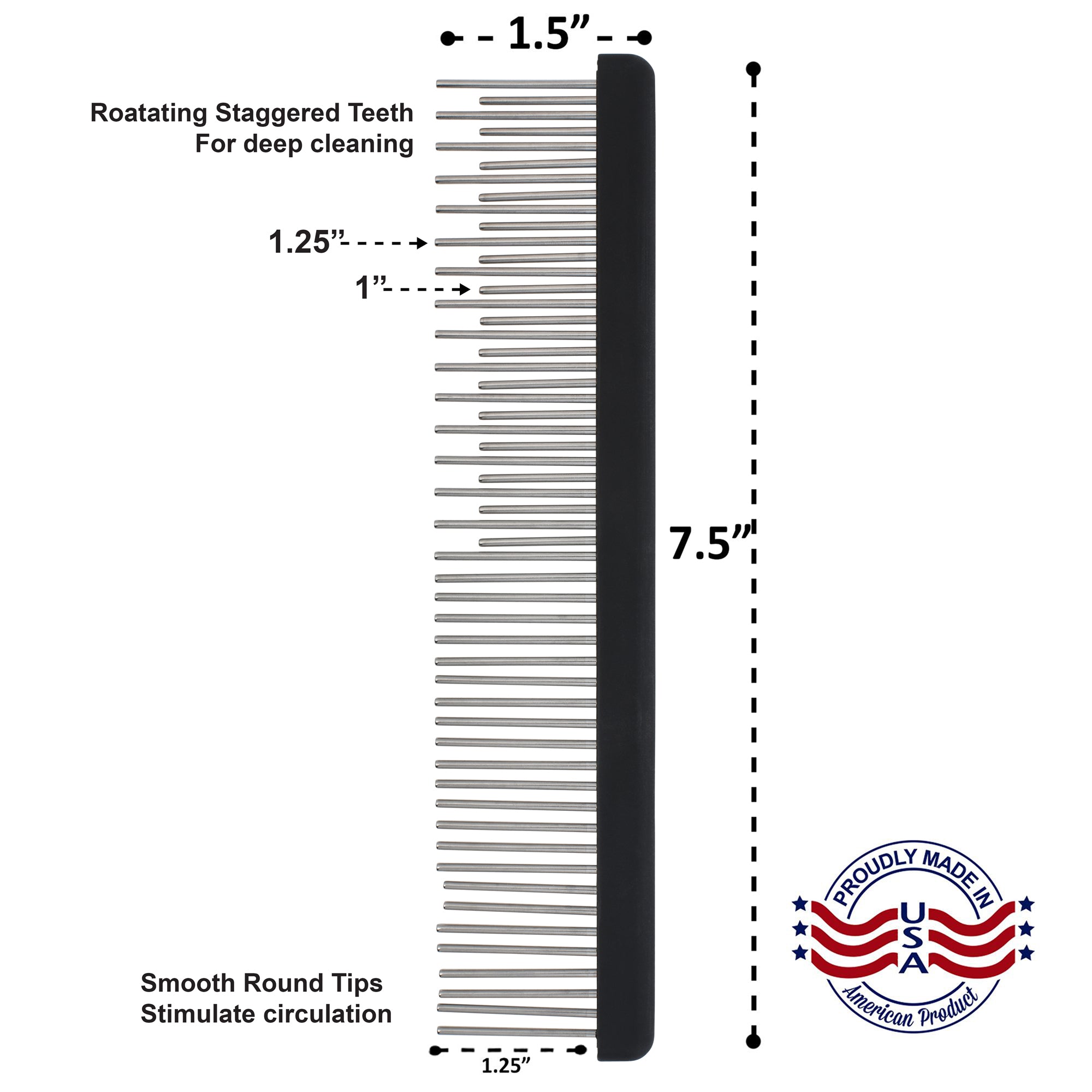 Shedding Combs with Stainless-Steel Rotating Teeth effective for Large Breeds with Heavy Double-Coats image 4