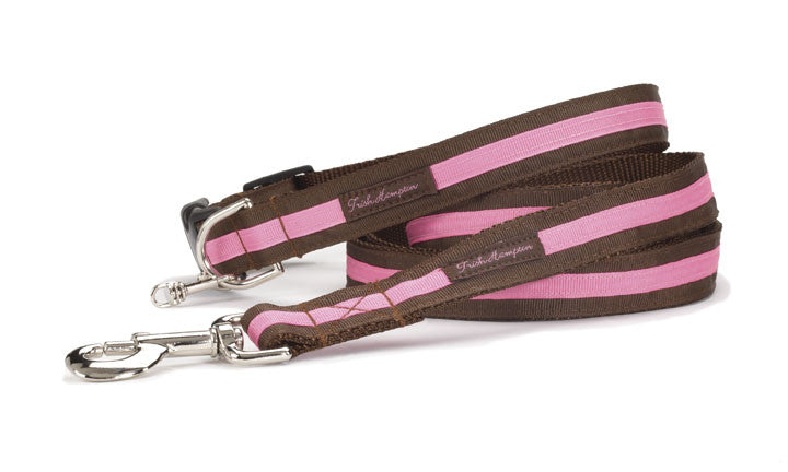 Chocolate/Hot Pink Stripe Dog Collar - 302
