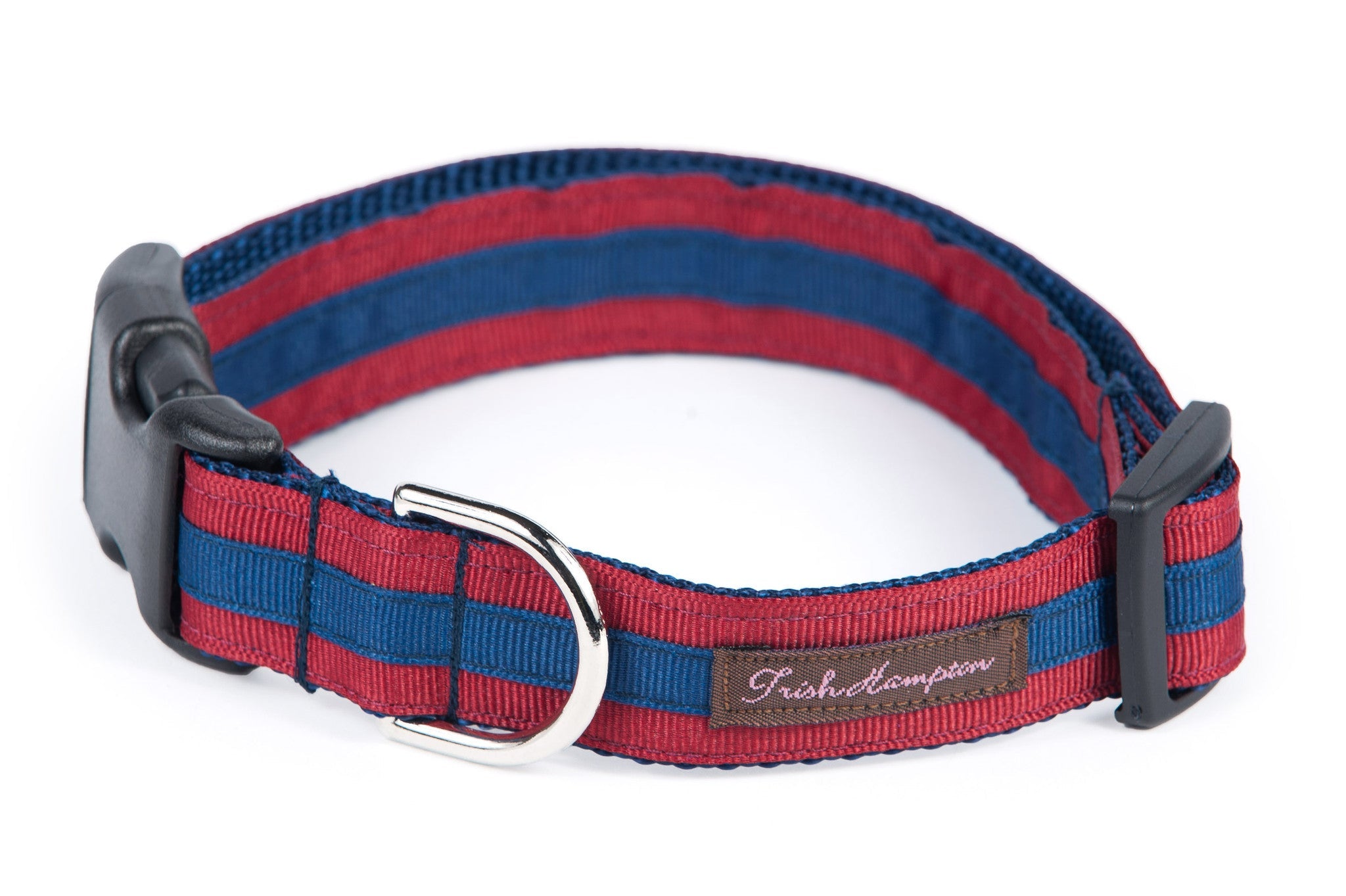Maroon/Navy Stripe Dog Collar - 323
