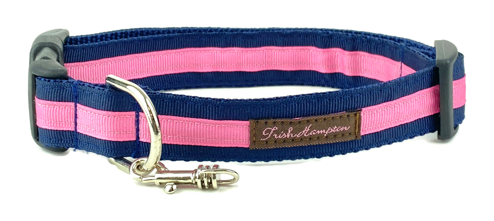 Navy/Hot Pink Stripe Dog Collar- 334