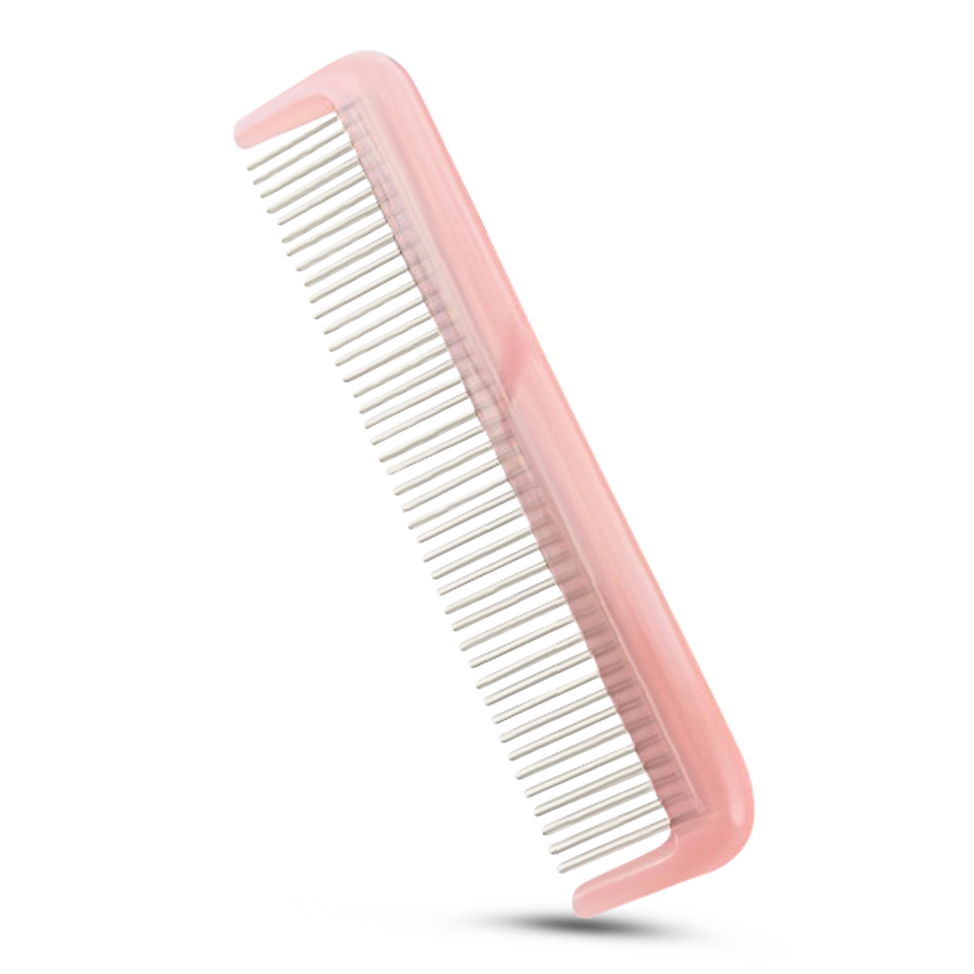5" Cat Comb with Narrow Spaced Rotating Stainless-Steel Pins for effective dematting and grooming. Vet Recommended - Pale Pink image