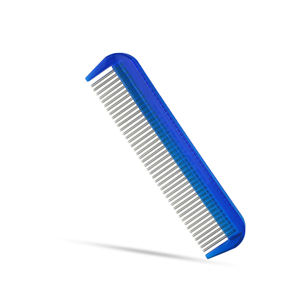 5" Cat Comb with Narrow Spaced Rotating Stainless-Steel Pins for effective dematting and grooming. Vet Recommended - Ocean Blue image