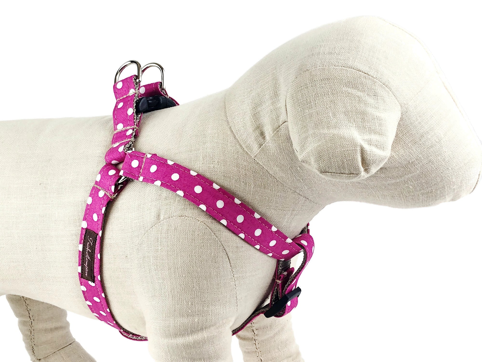 Hot Pink/White Polka Dot Dog Harness - 504