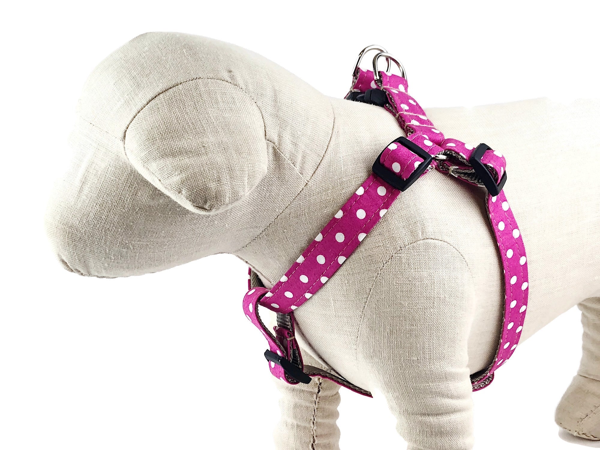 Hot Pink/White Polka Dot Dog Harness - 504